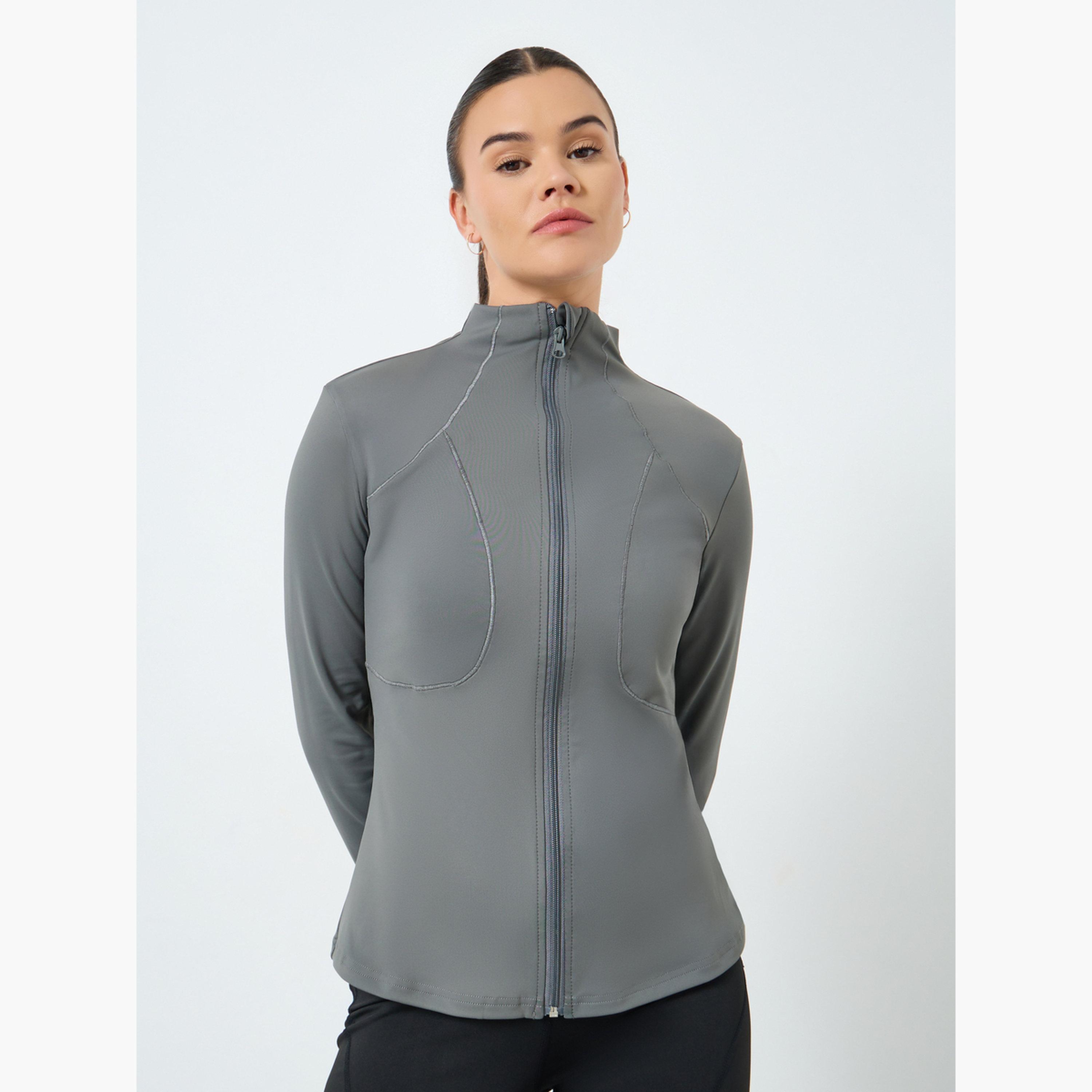 ستايلي - جاكيت بسحاب وأكمام طويلة وتفاصيل خياطة-women-clothing-sportswearandactivewear-coatsandjackets-jackets-image-3