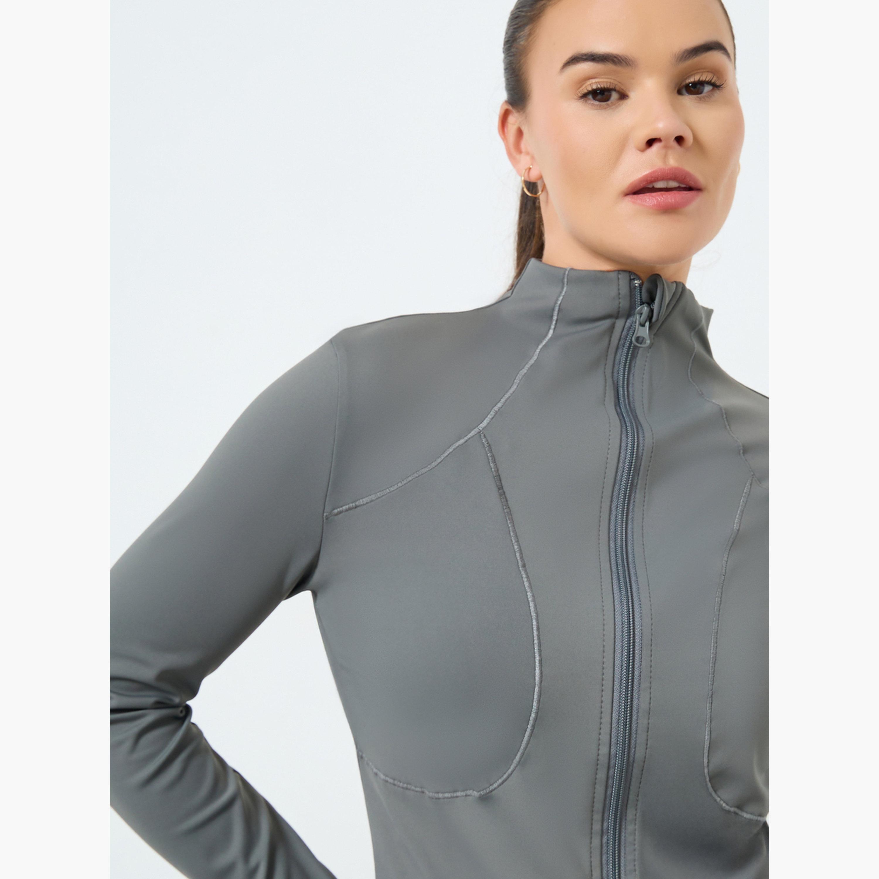 ستايلي - جاكيت بسحاب وأكمام طويلة وتفاصيل خياطة-women-clothing-sportswearandactivewear-coatsandjackets-jackets-image-5
