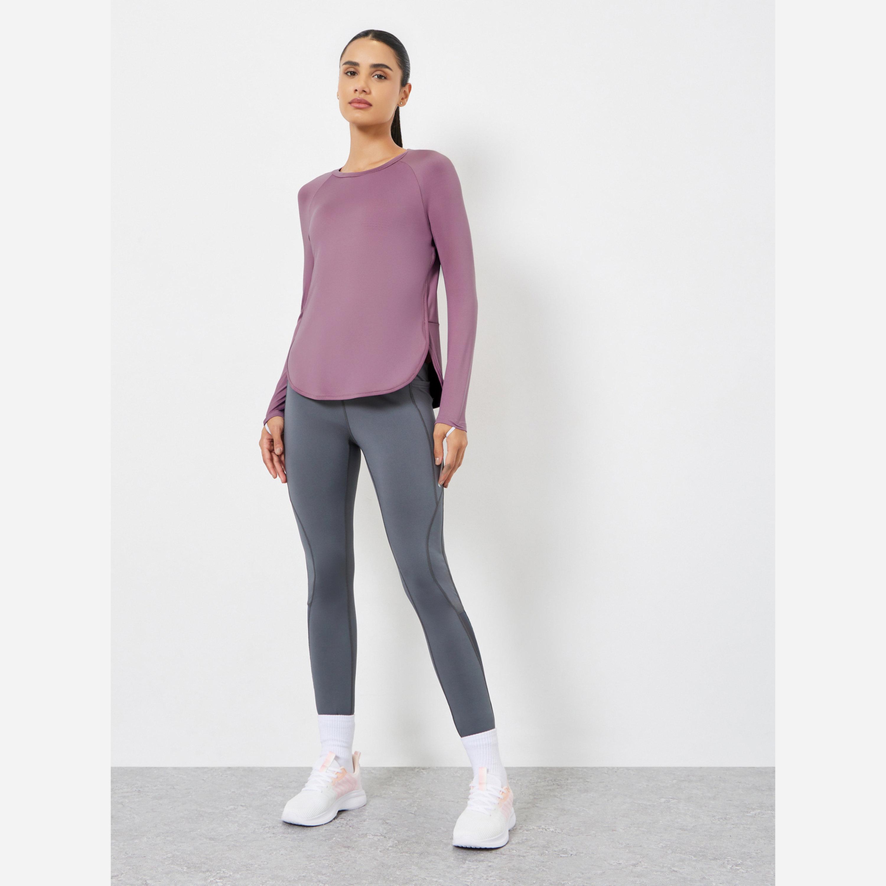 Styli Curved Hem Thumbhole Long Sleeve Top-women-clothing-sportswearandactivewear-tshirtsandvests-image-2