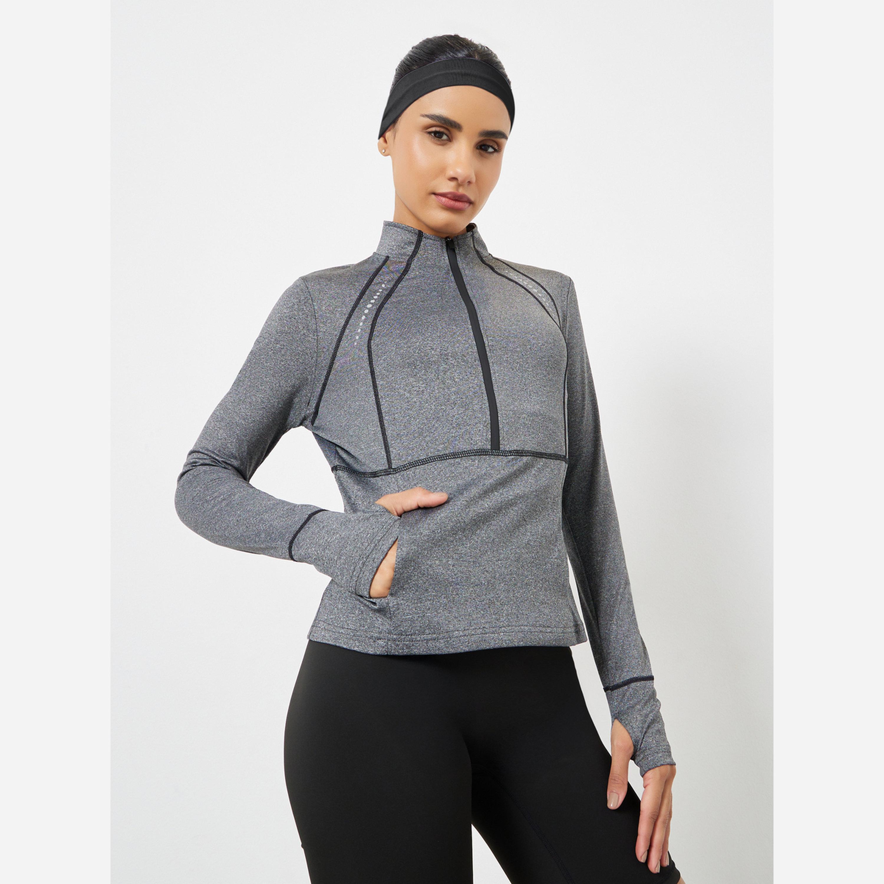 Styli Reflective Dot and Pocket Detail Contrast Stitch Top-women-clothing-sportswearandactivewear-tshirtsandvests-image-1