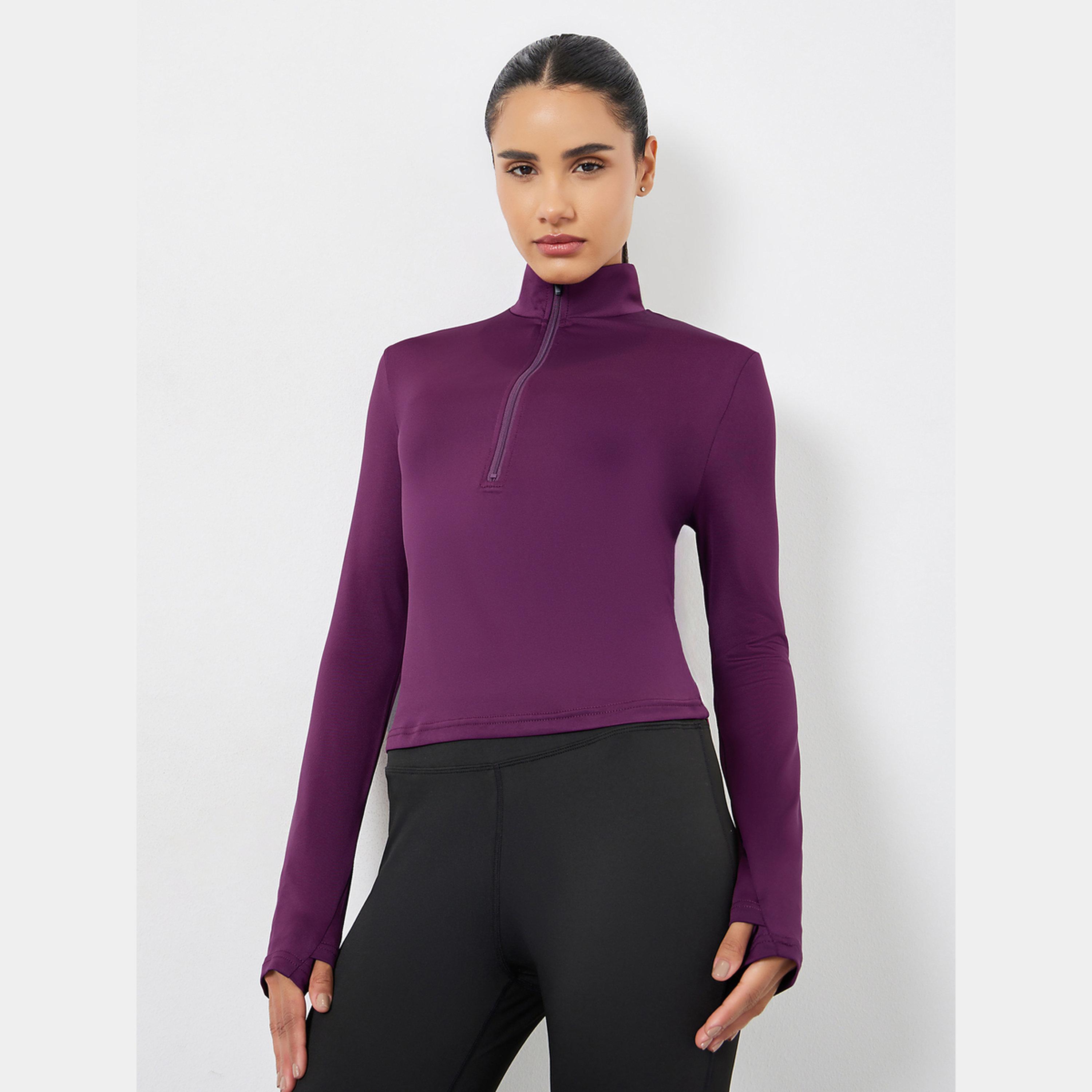 Styli Back Reflective Panel Half Zip Up Jacket-women-clothing-sportswearandactivewear-coatsandjackets-jackets-image-1