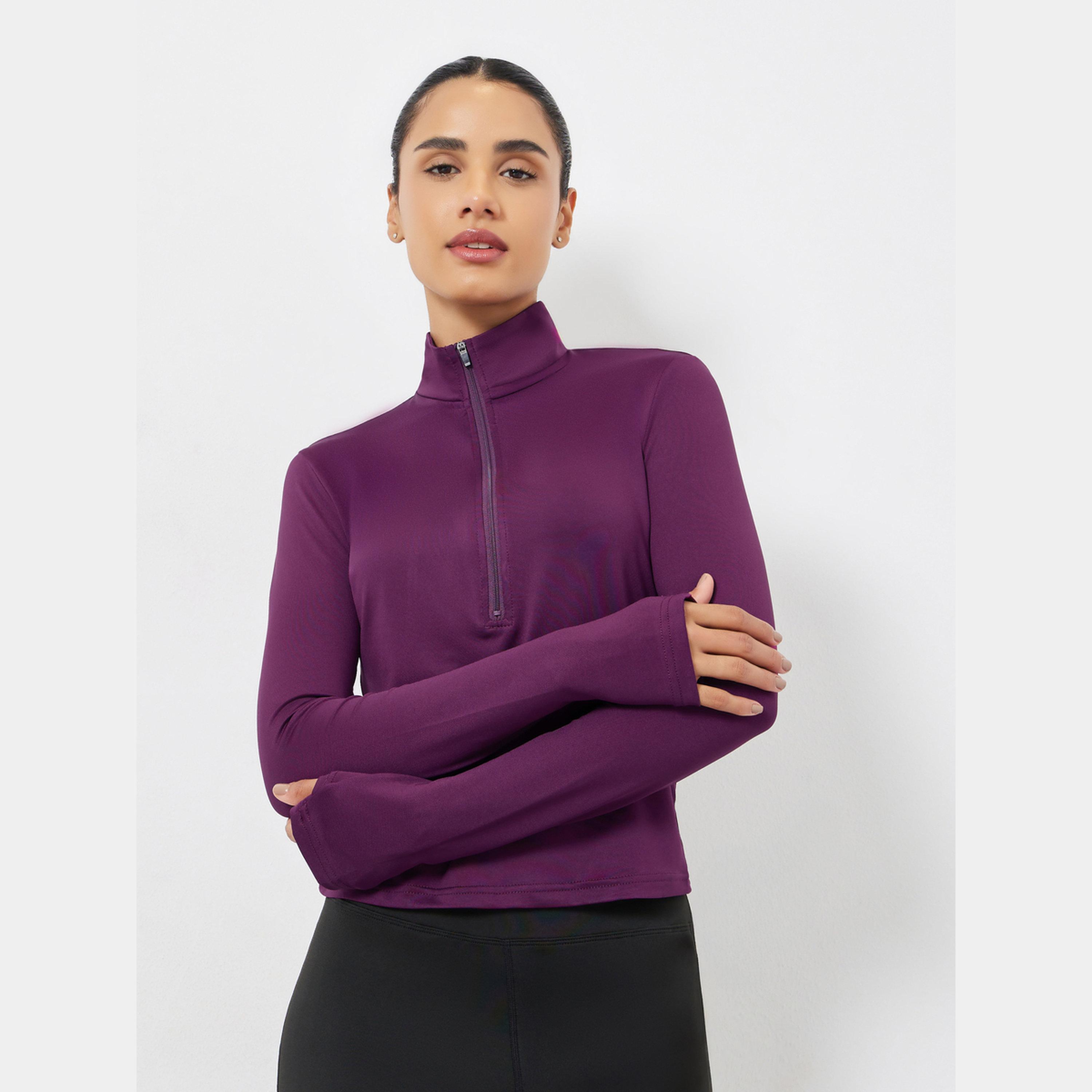 Styli Back Reflective Panel Half Zip Up Jacket-women-clothing-sportswearandactivewear-coatsandjackets-jackets-image-3