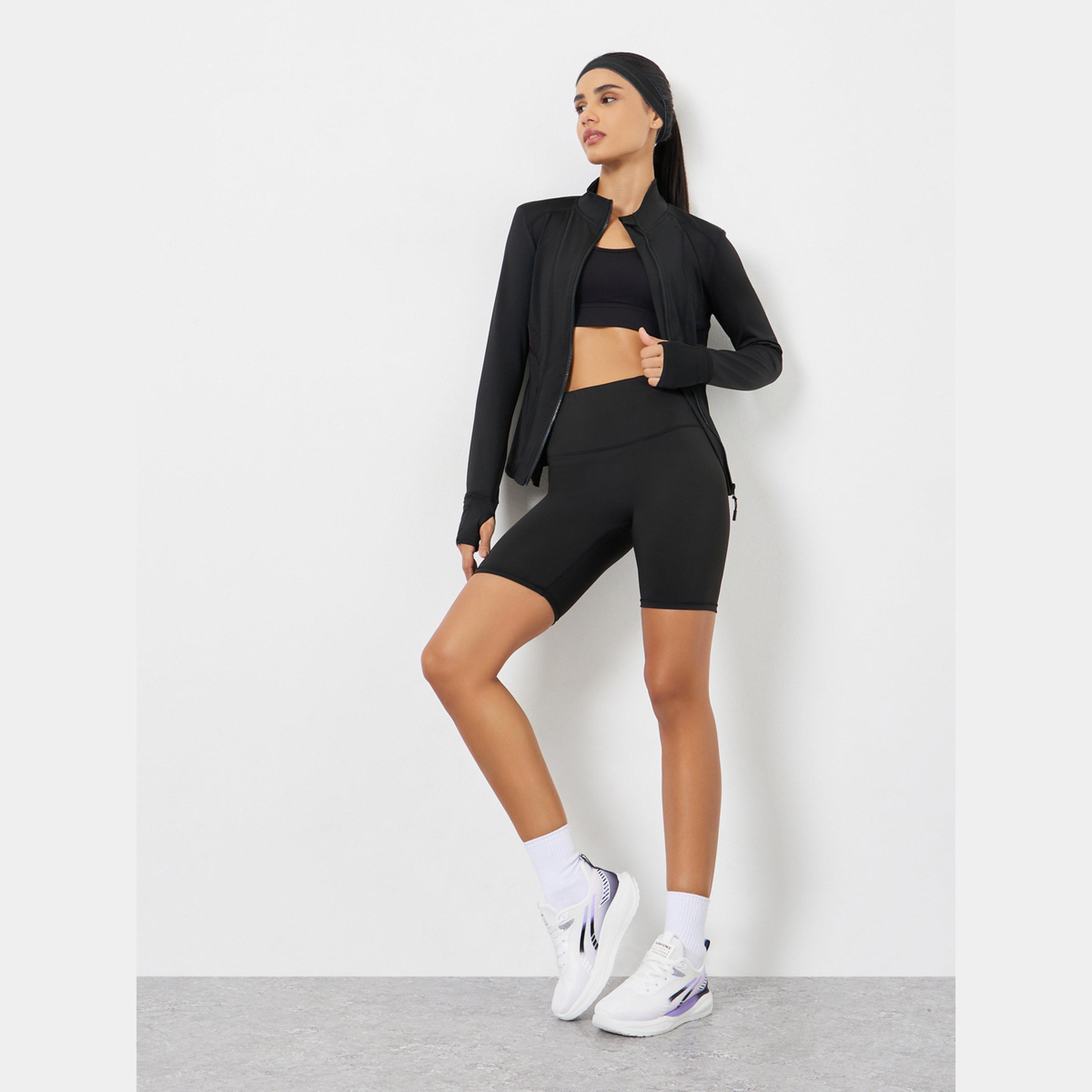 ستايلي - جاكيت بسحاب كامل وتفاصيل شبكية ودرزات-women-clothing-sportswearandactivewear-coatsandjackets-jackets-image-2