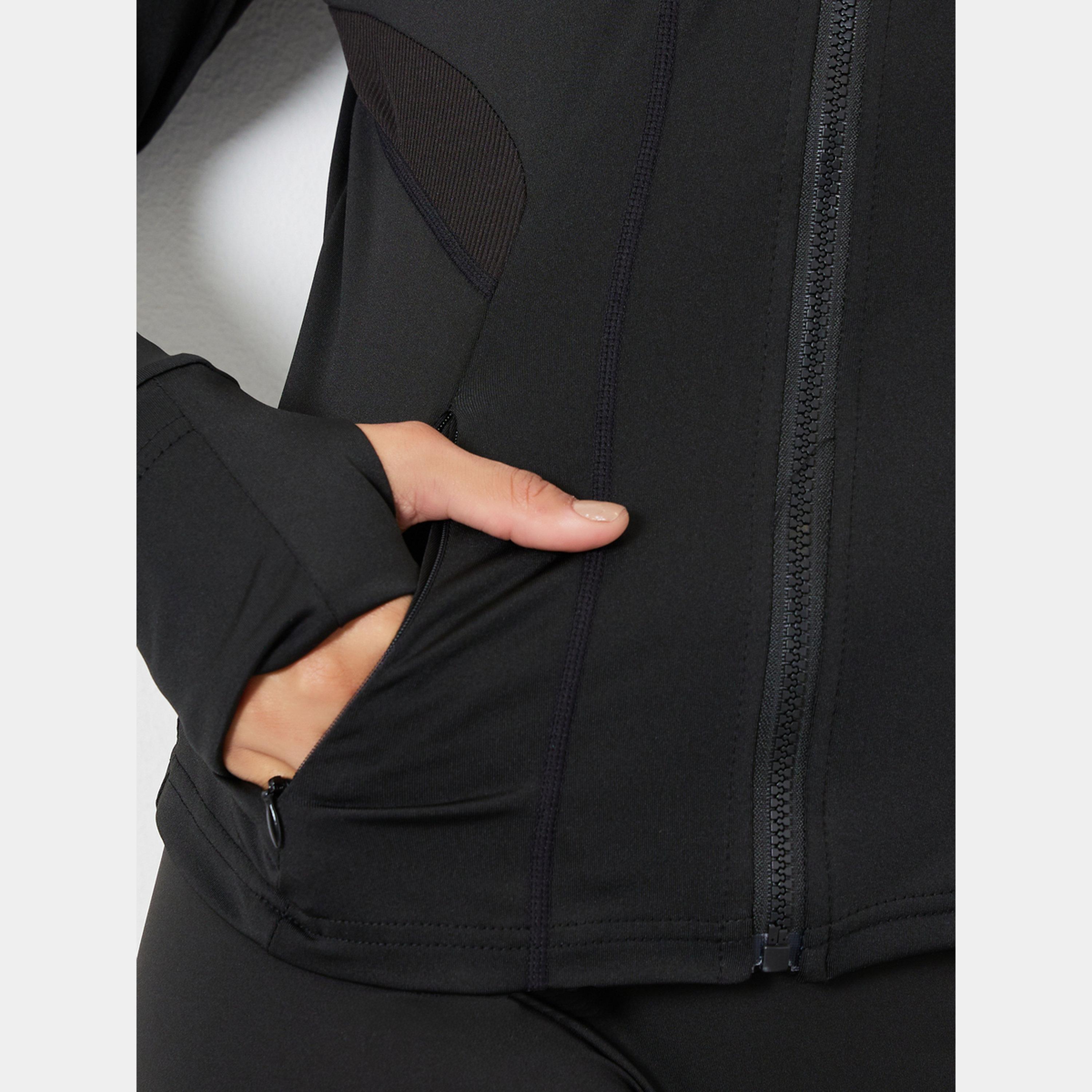 ستايلي - جاكيت بسحاب كامل وتفاصيل شبكية ودرزات-women-clothing-sportswearandactivewear-hoodiesandsweatshirts-image-2