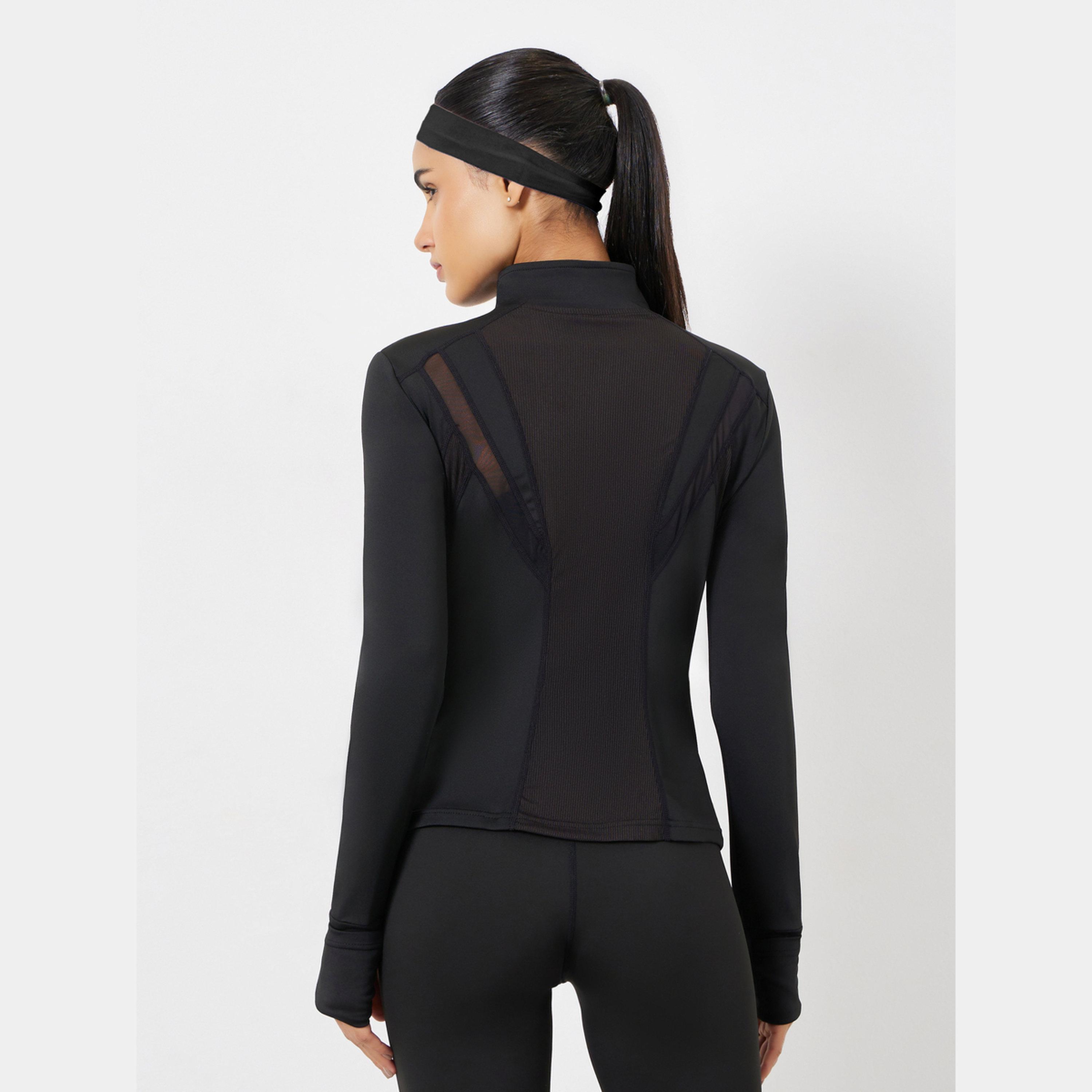 ستايلي - جاكيت بسحاب كامل وتفاصيل شبكية ودرزات-women-clothing-sportswearandactivewear-hoodiesandsweatshirts-image-1