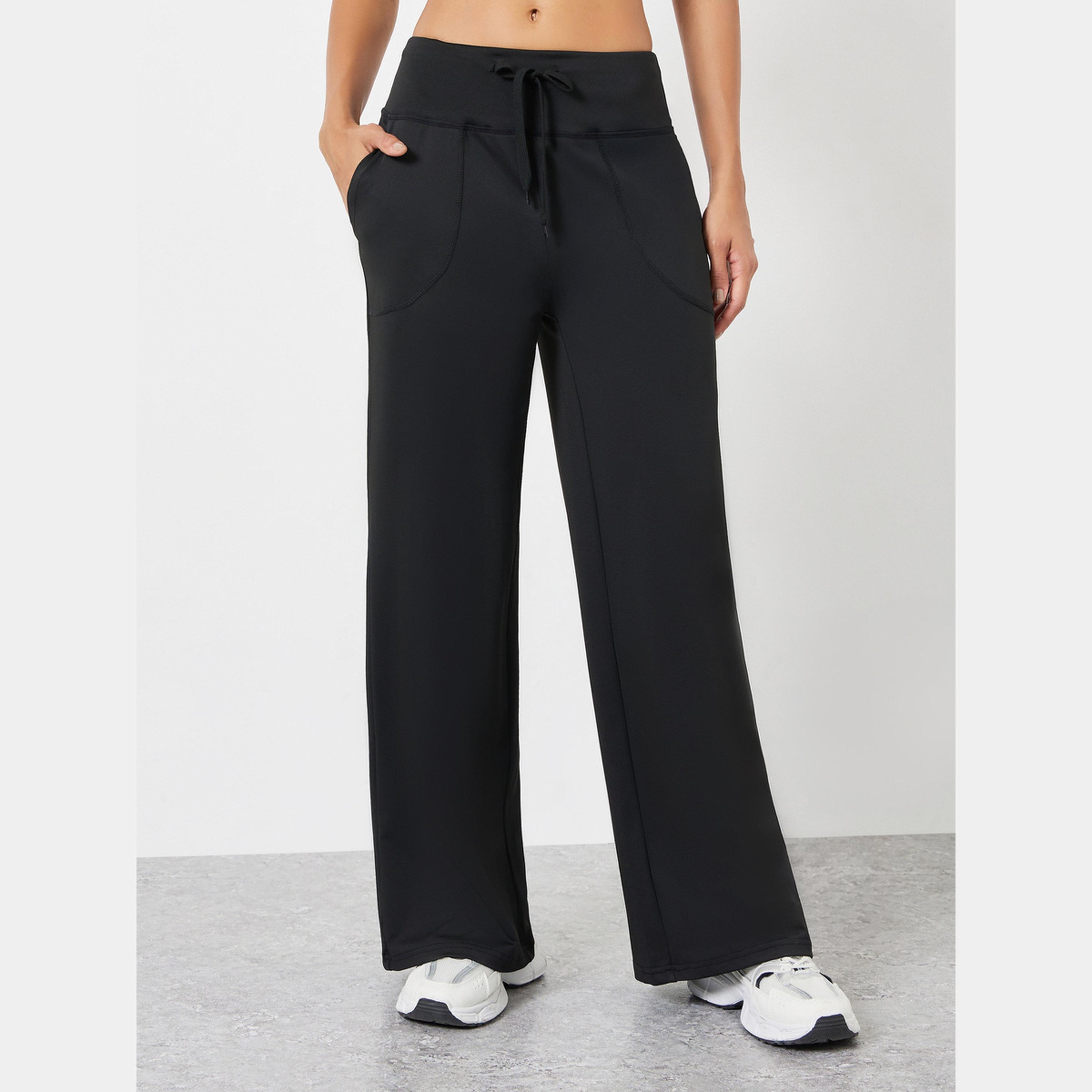 Styli Blac Broad Waist Tie Loose Straight Pants-sports-women-clothing-joggersandtrackpants-image-1
