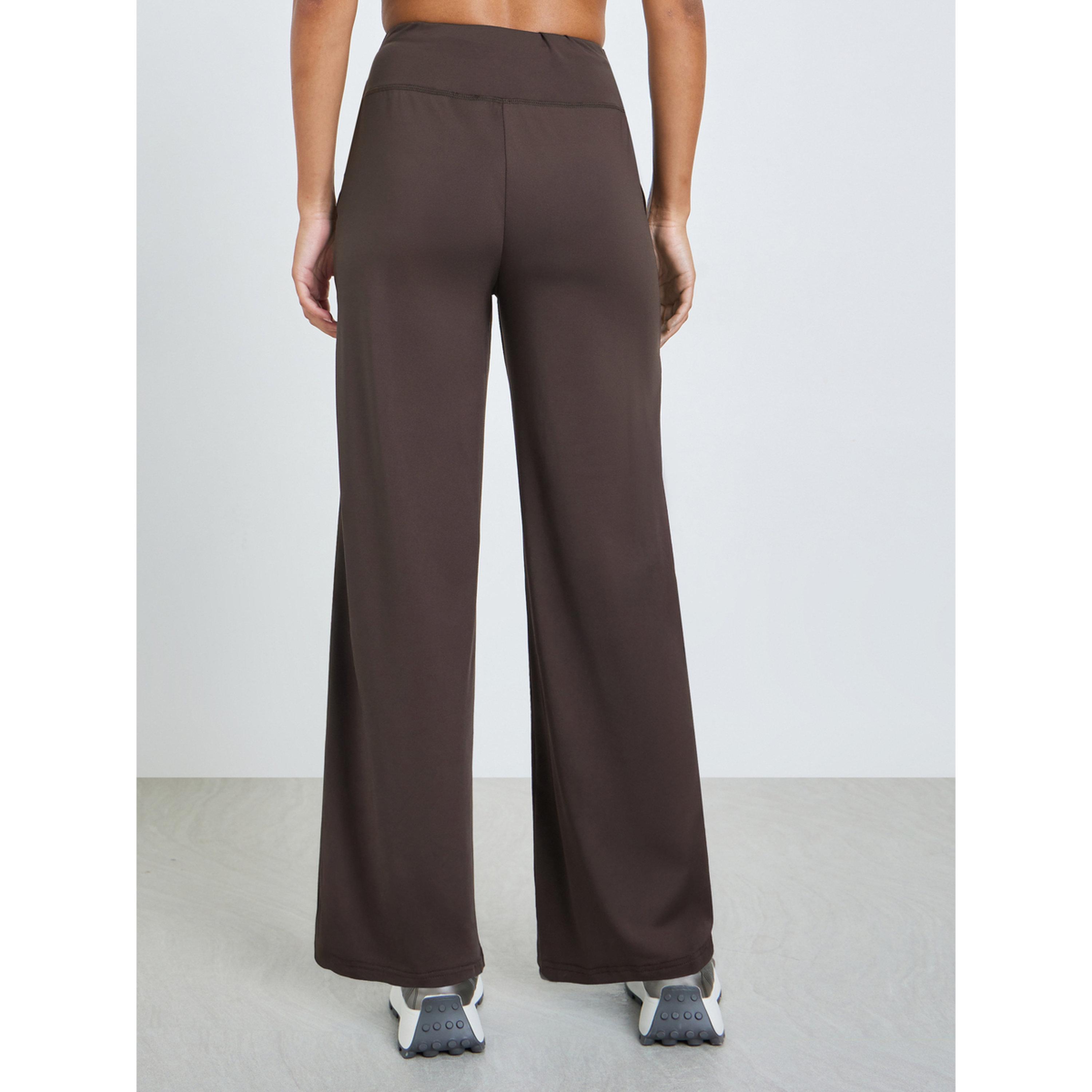 Styli Brown Broad Waist Tie and Pocket Detail Loose Straight Pants-women-clothing-bottoms-joggers-image-4