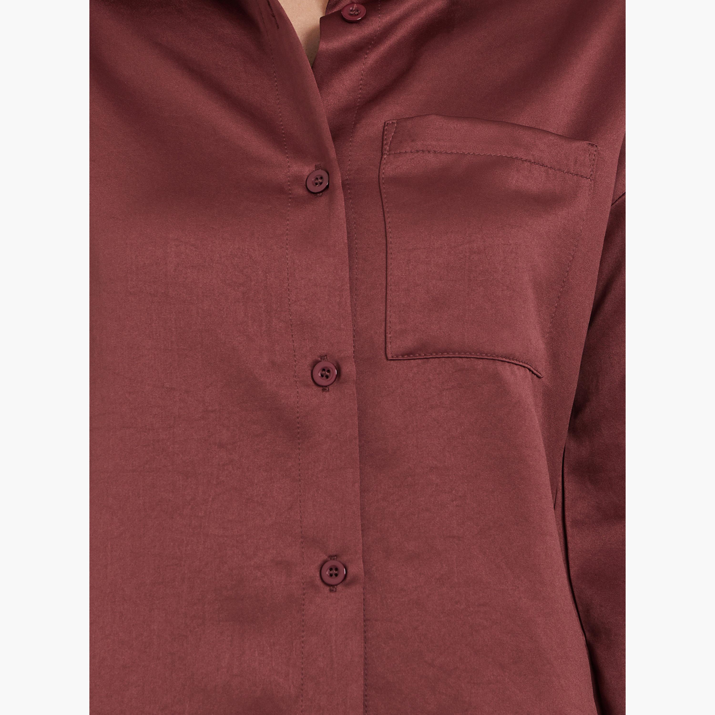 Styli Rust Solid Shirt and Maxi Skirt Co-ords-women-clothing-coordsets-image-6