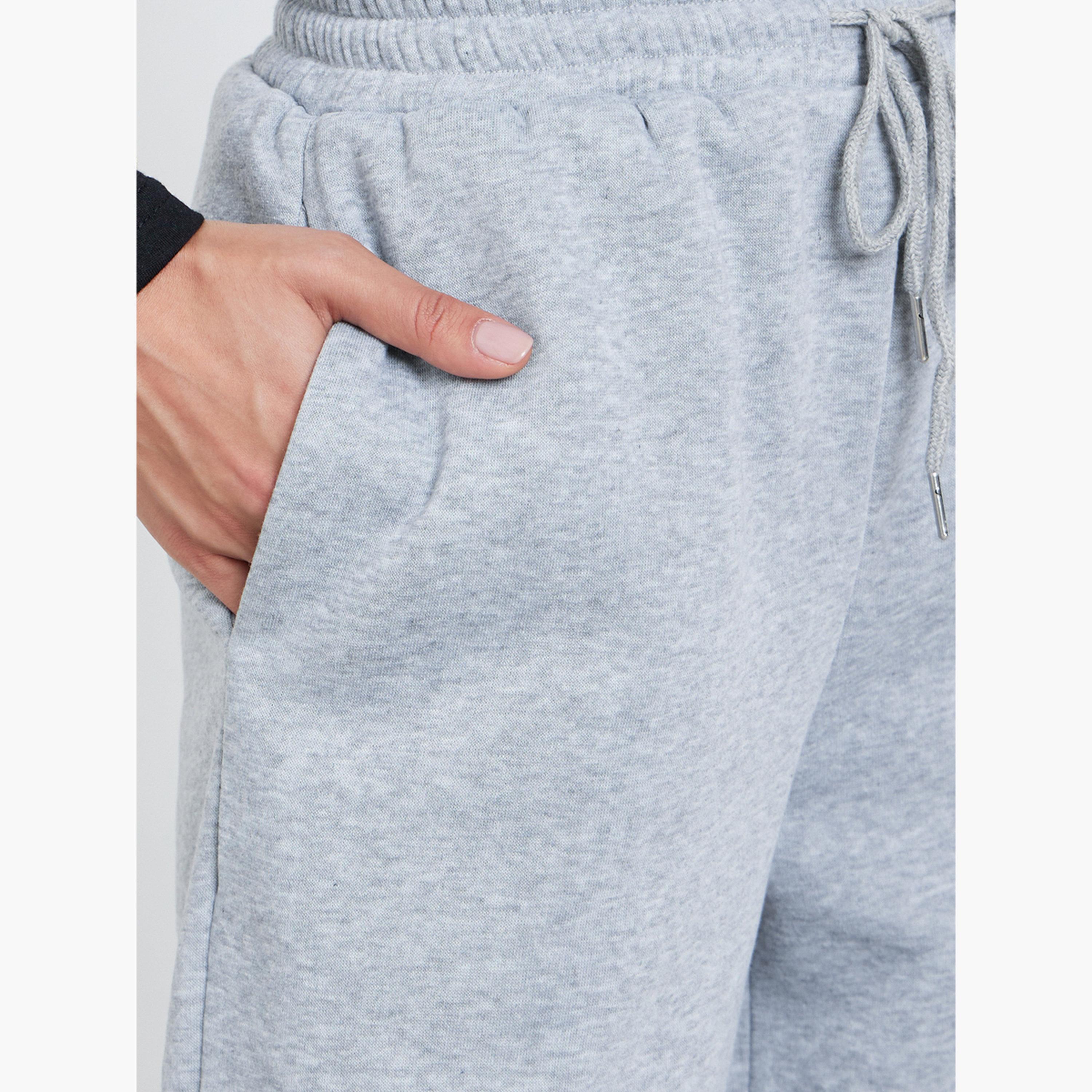 Styli Women Grey Solid Drawstring Waist Wide Leg Joggers-women-clothing-bottoms-joggers-image-3