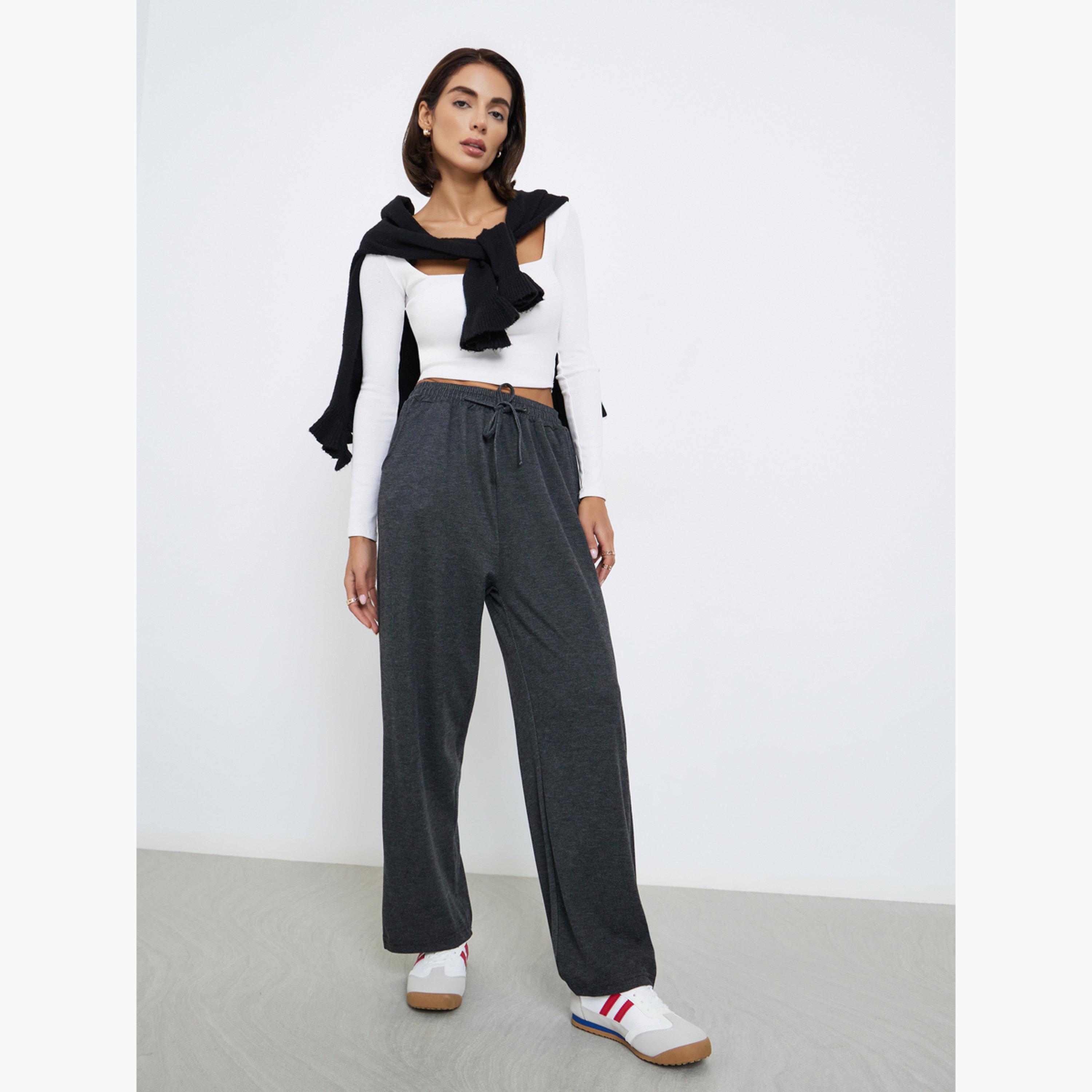ستايلي - بنطال رياضي واسع الساق برباط متين للنساء-women-clothing-bottoms-joggers-image-2