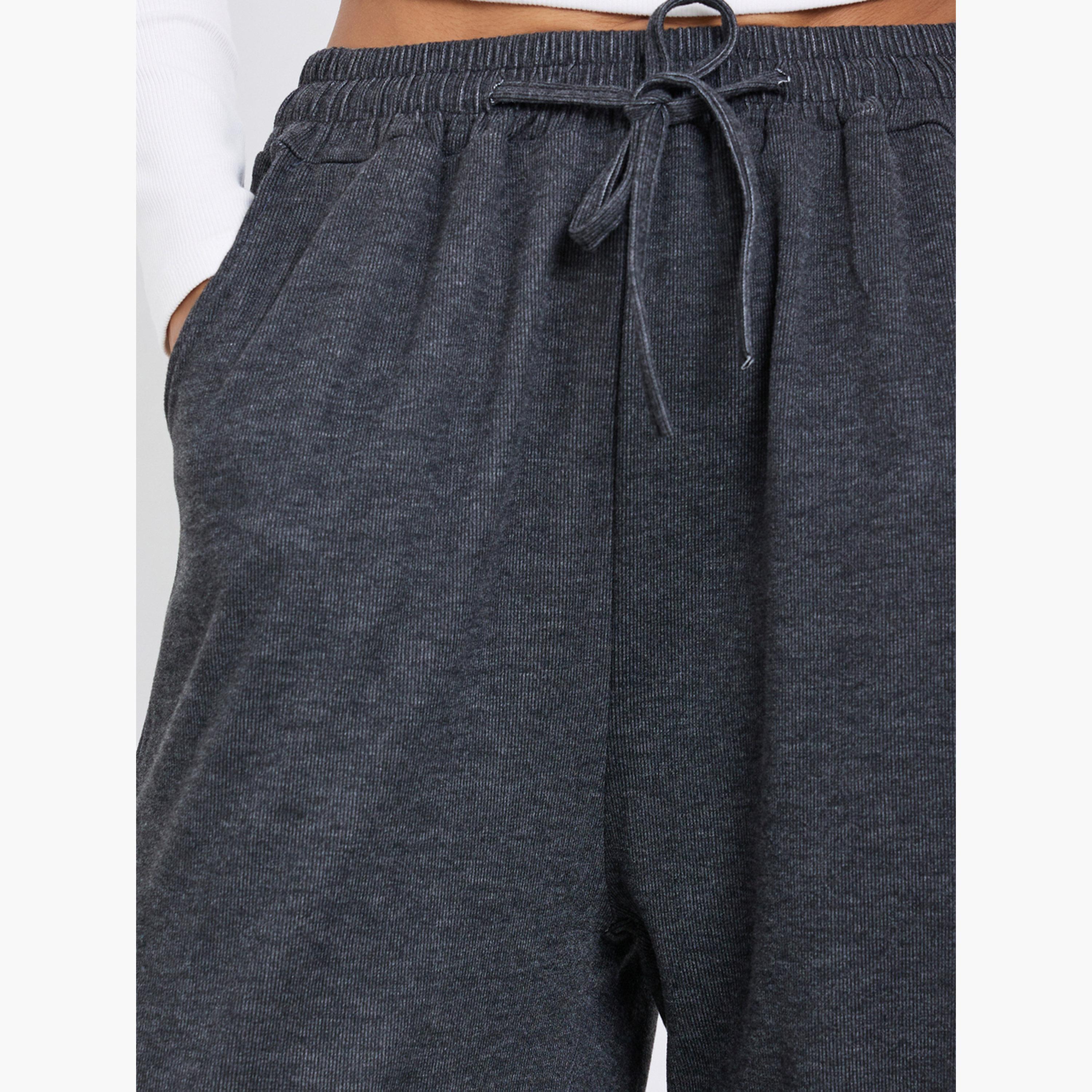 Styli Women Solid Drawstring Wide Leg Joggers-women-clothing-bottoms-joggers-image-3