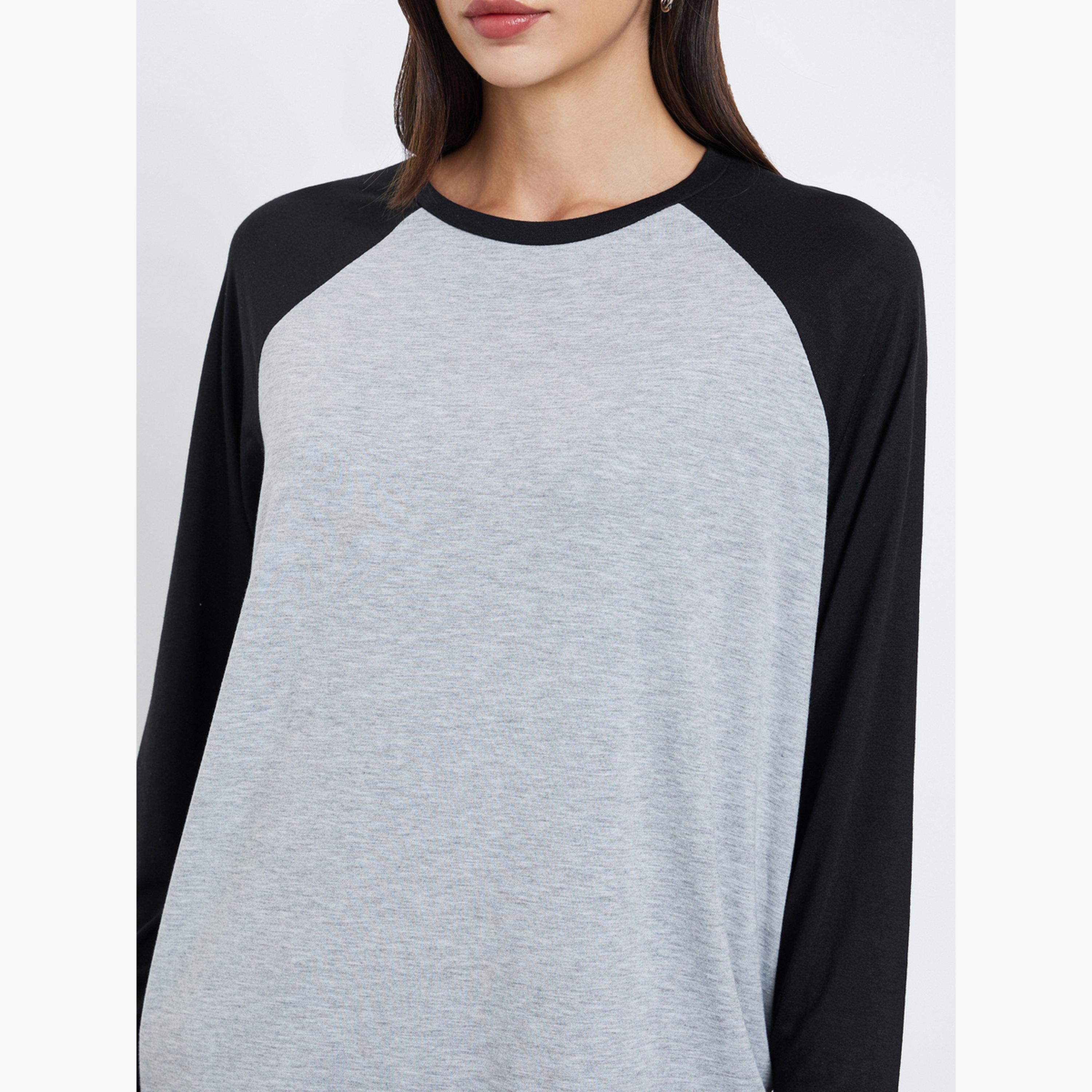 Styli Color Block Crew Neck Oversized T-Shirt-women-clothing-tshirts-image-3