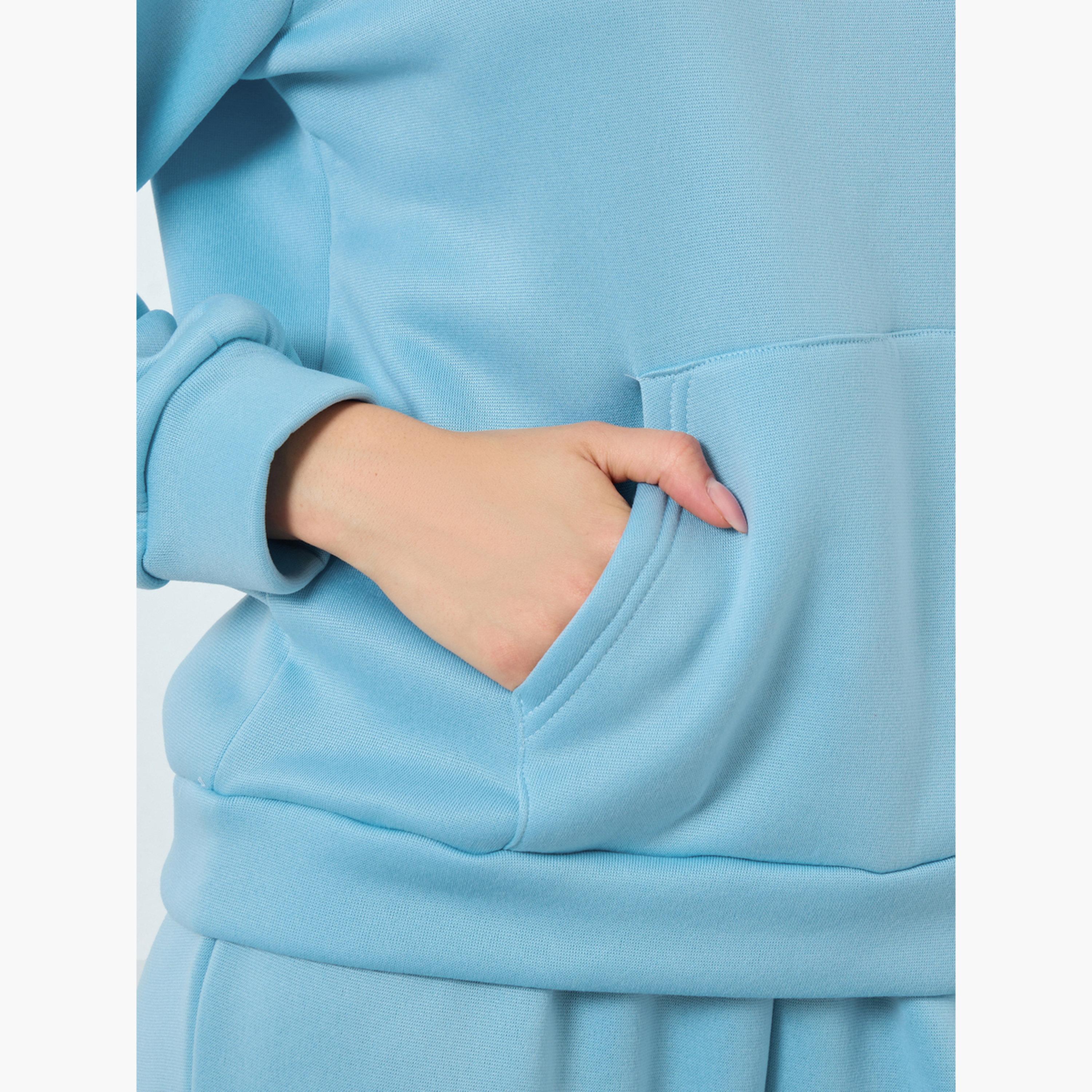 Styli Women Blue Solid Zip Collar Sweatshirt and Joggers Set-women-clothing-coordsets-image-6