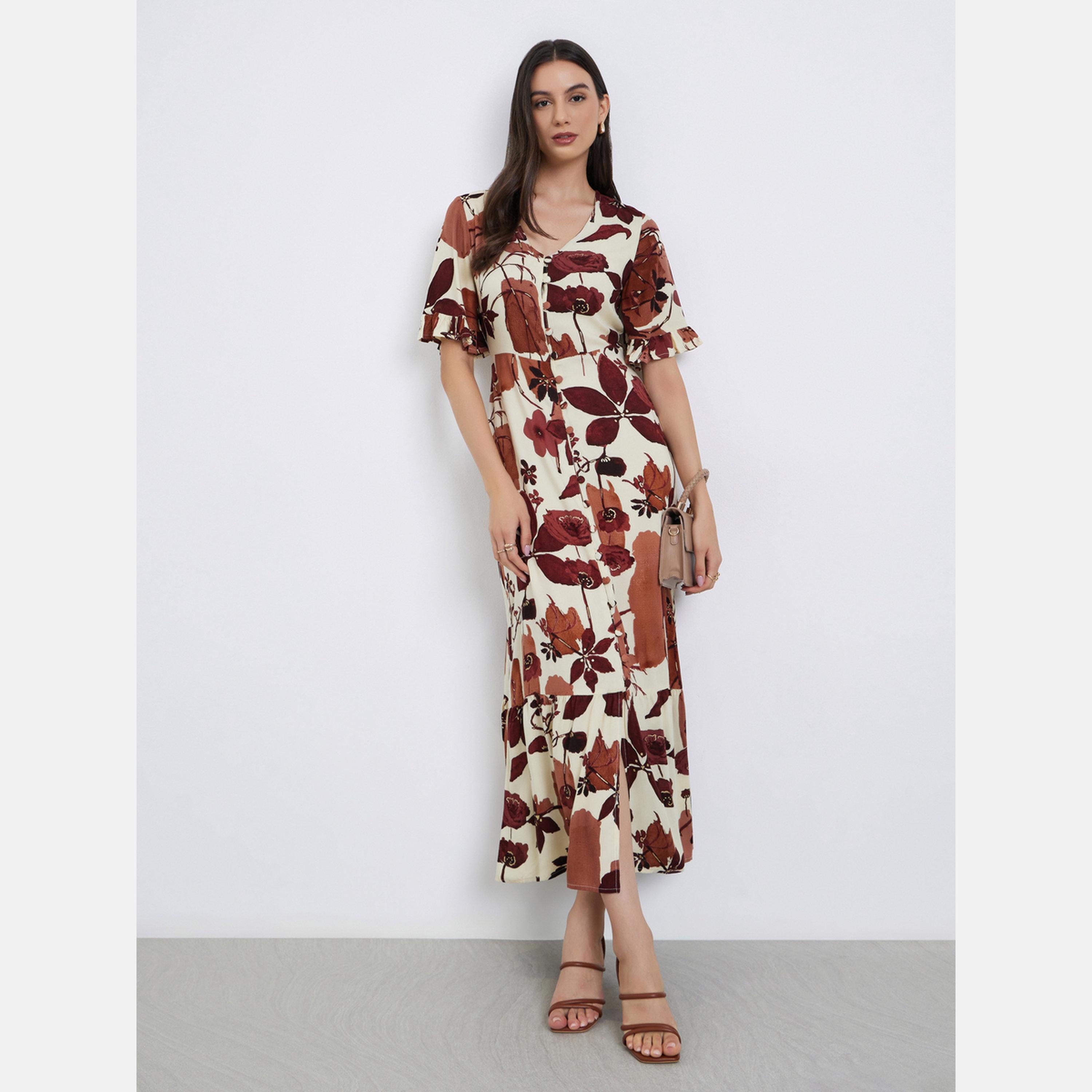 ماكسيم كرييشن - فستان ماكسي بطبعة زهور حرف A-women-clothing-dresses-image-1