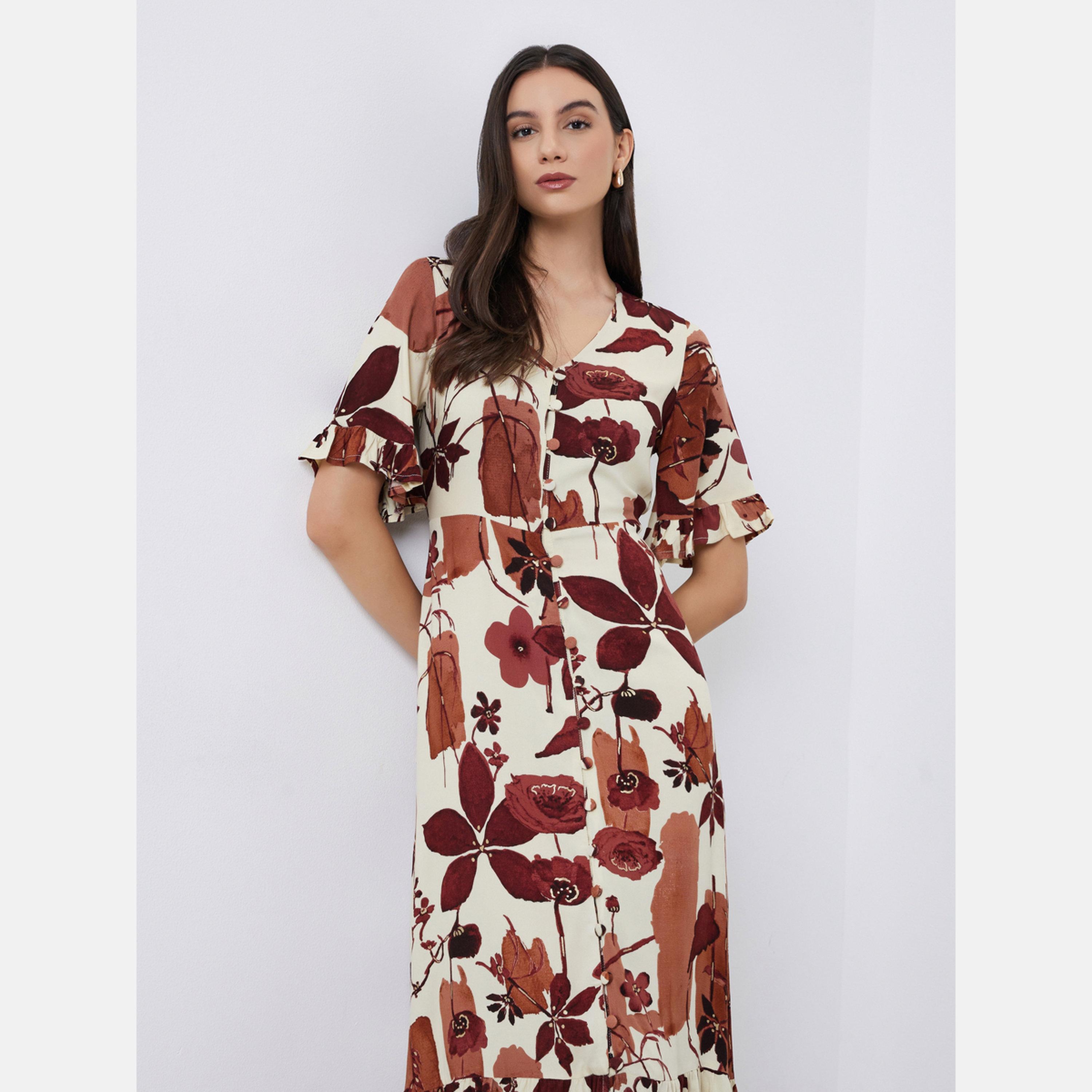 ماكسيم كرييشن - فستان ماكسي بطبعة زهور حرف A-women-clothing-dresses-image-4