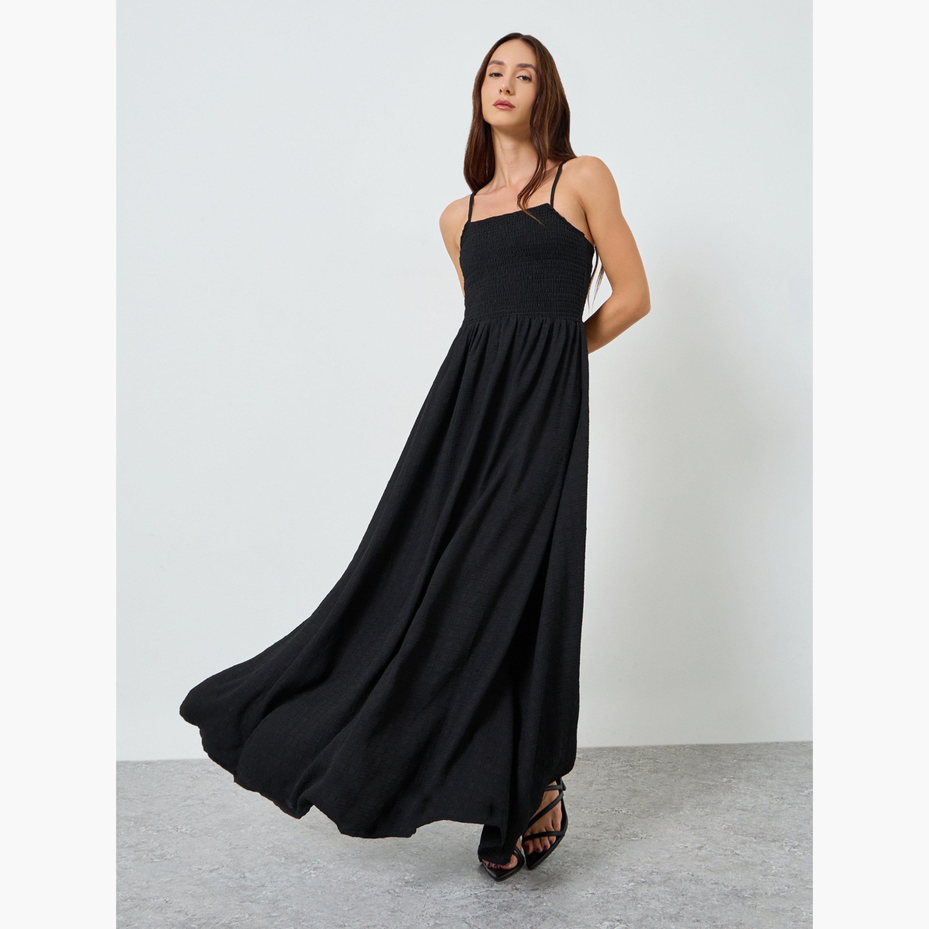 ماكسيم كرييشن - فستان ماكسي أسود بحمالات للنساء-women-clothing-dresses-image-1