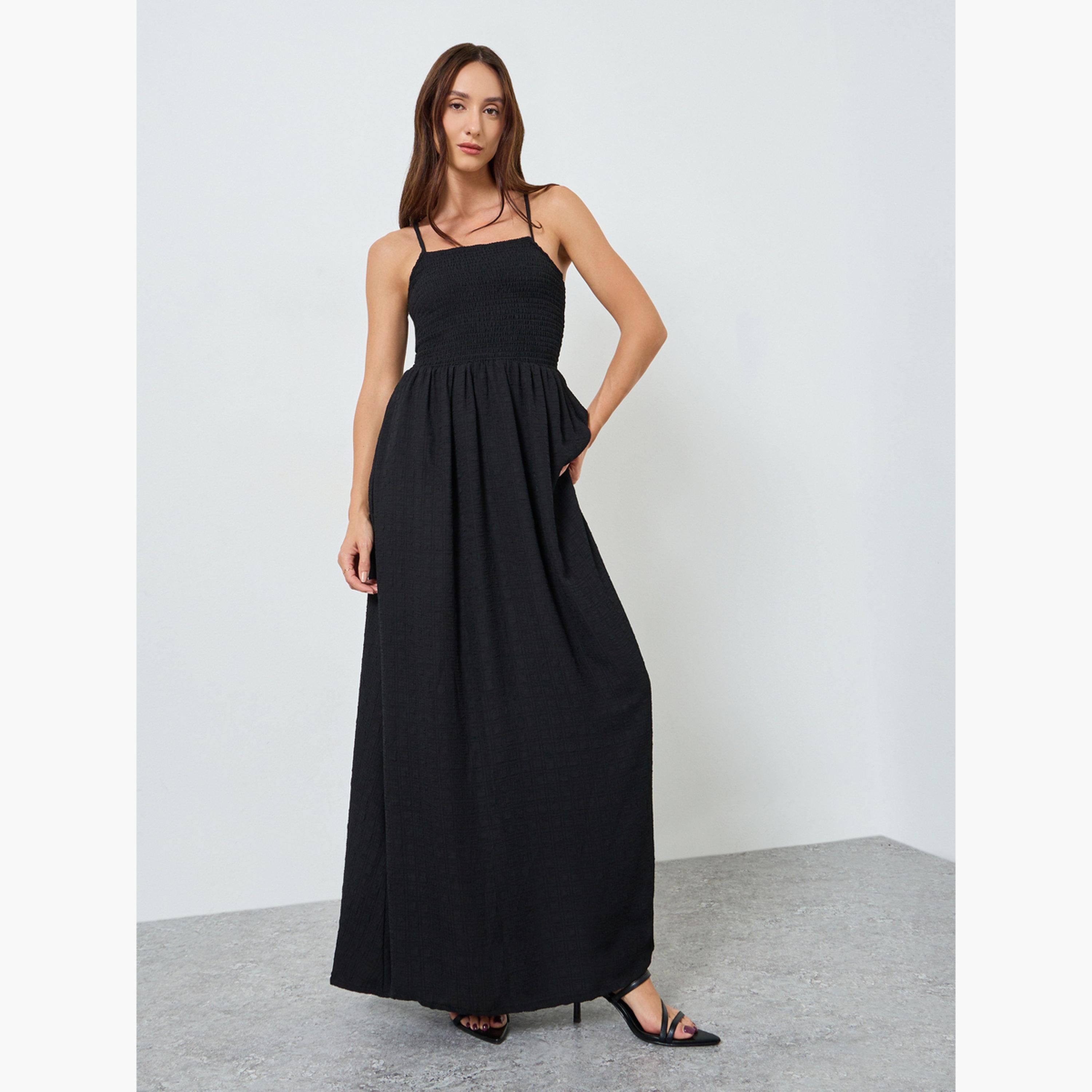 ماكسيم كرييشن - فستان ماكسي أسود بحمالات للنساء-women-clothing-dresses-image-3