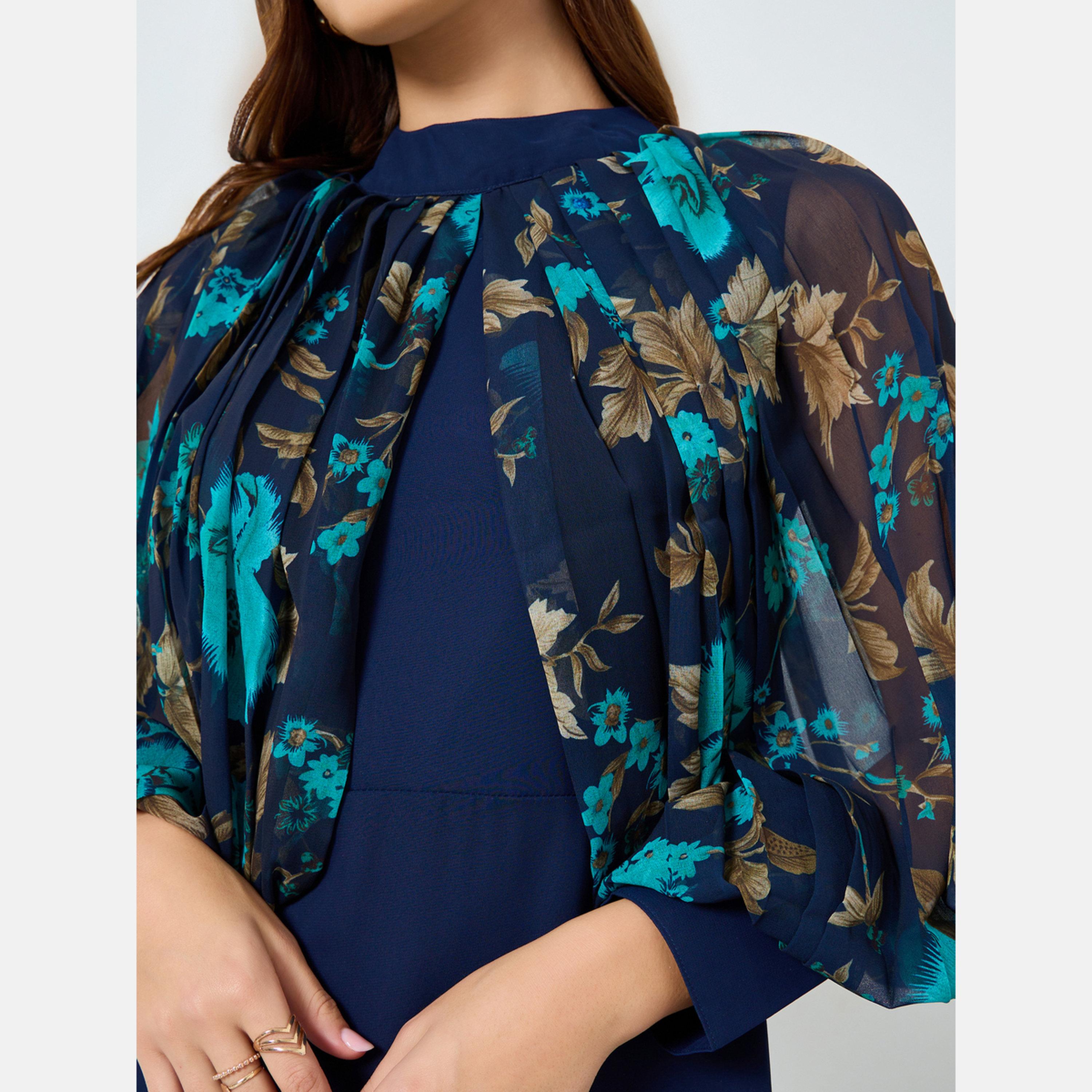 Maxim Creation Navy Blue Floral Print Chiffon Maxi Dress-women-clothing-dresses-image-3