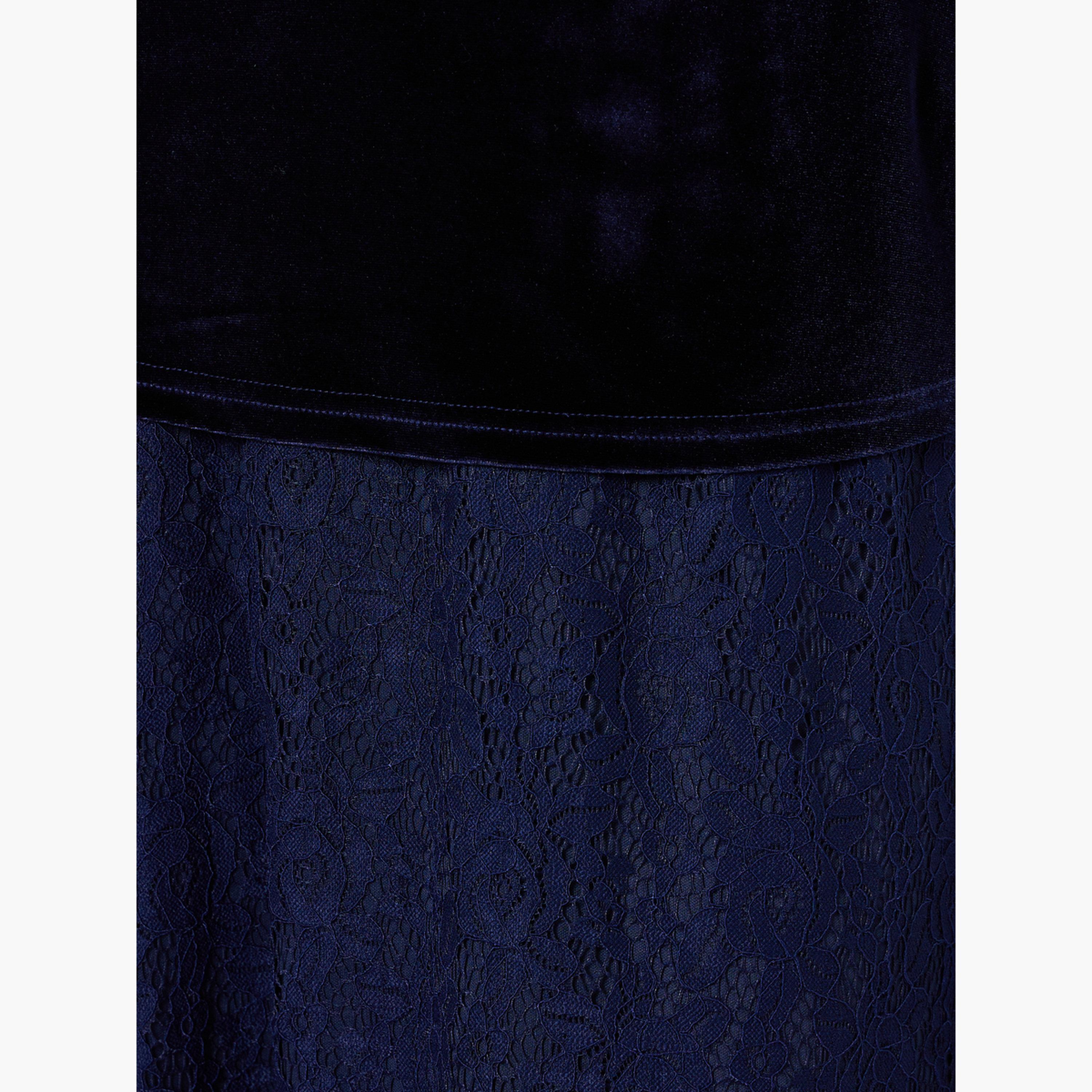 Styli Velvet Lace Hem Wrap Detail Midi Dress-women-clothing-dresses-image-5