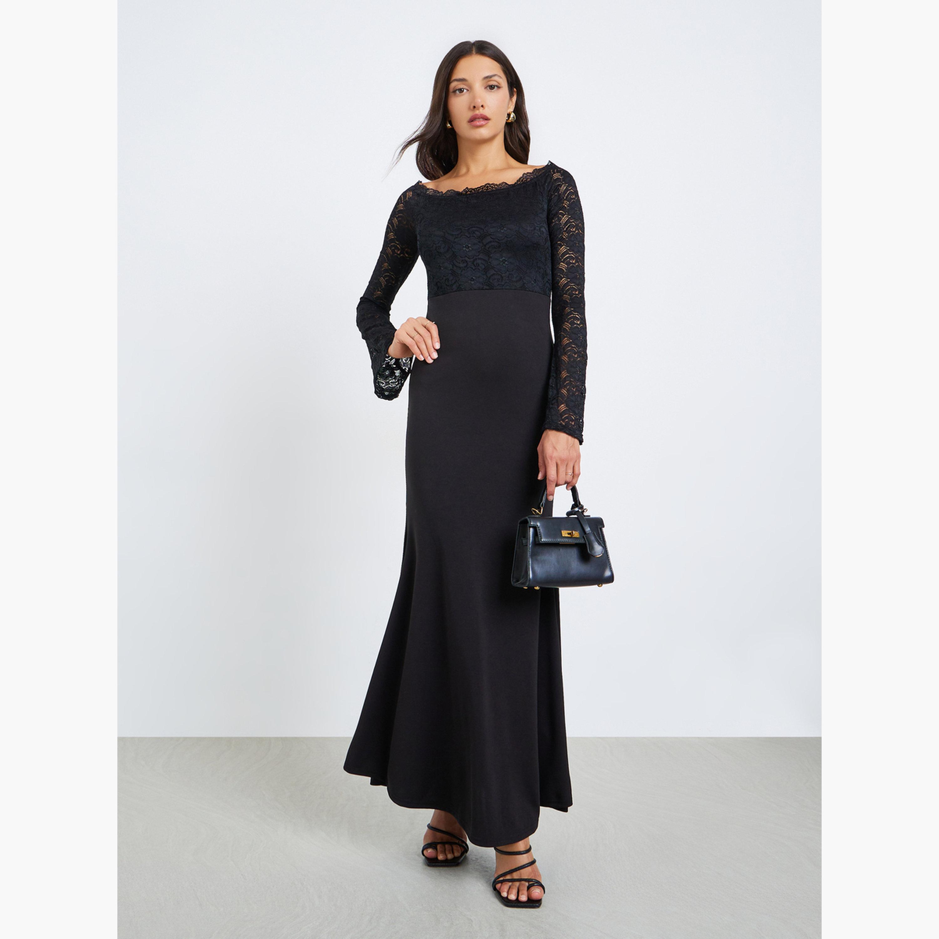 فستان طويل بأكتاف مكشوفة ودانتيل-women-clothing-dresses-image-3