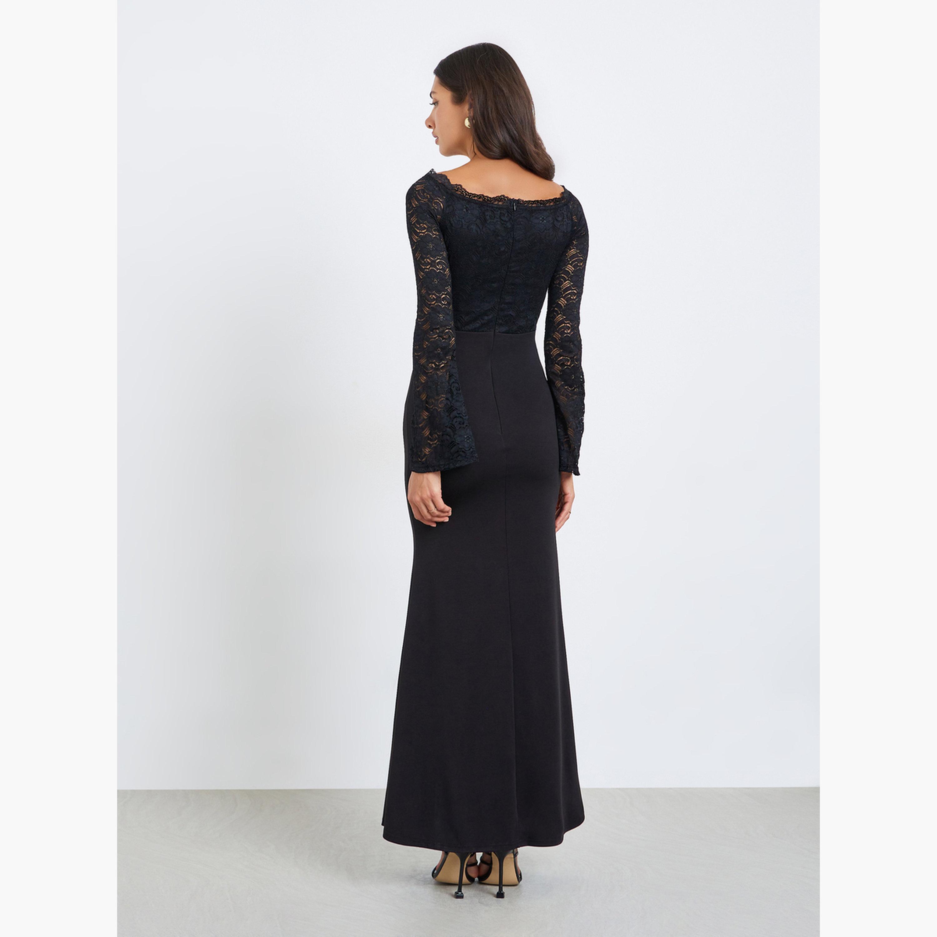 فستان طويل بأكتاف مكشوفة ودانتيل-women-clothing-dresses-image-4