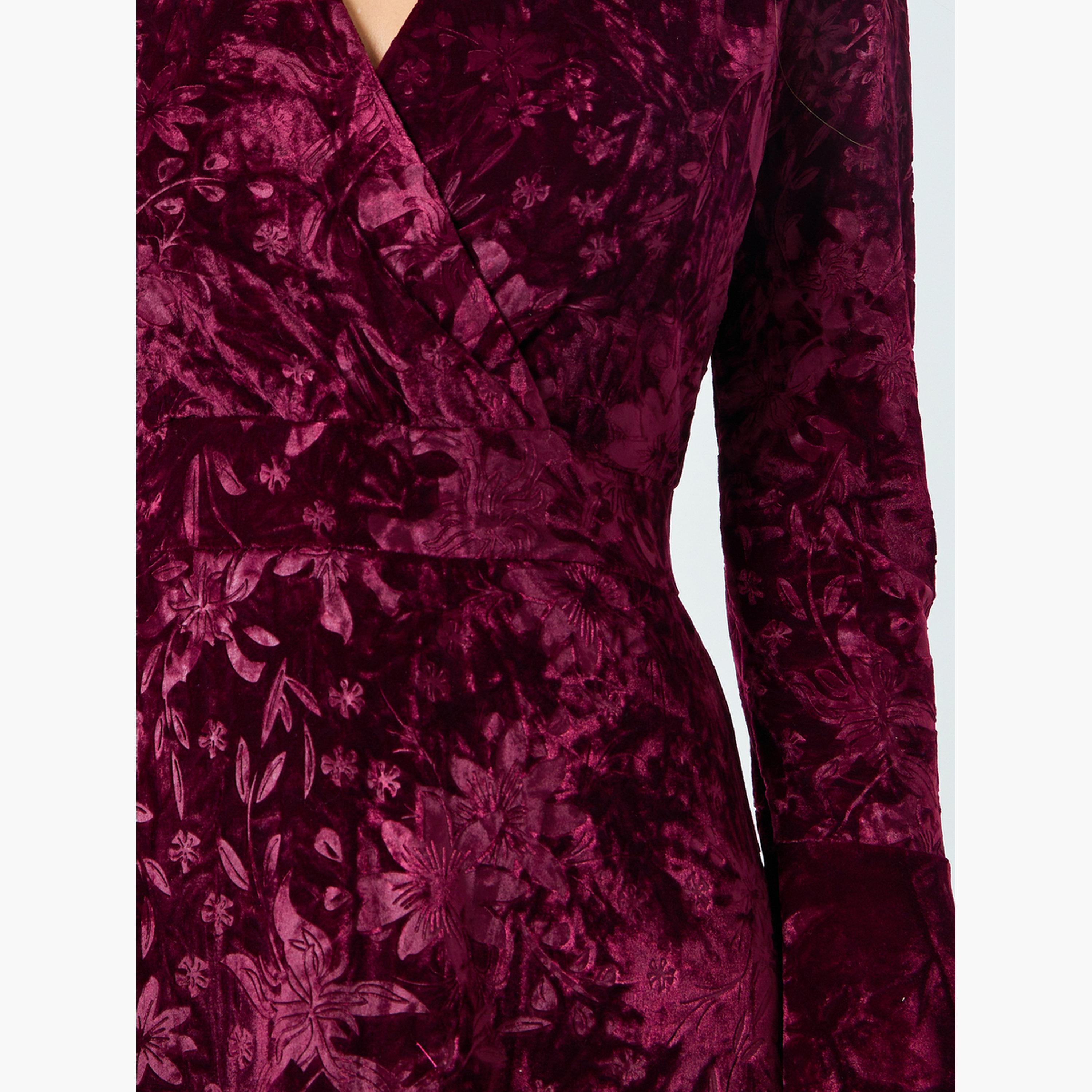 Styli Women Burgundy Velvet Look Maxi Dress-women-clothing-dresses-image-5