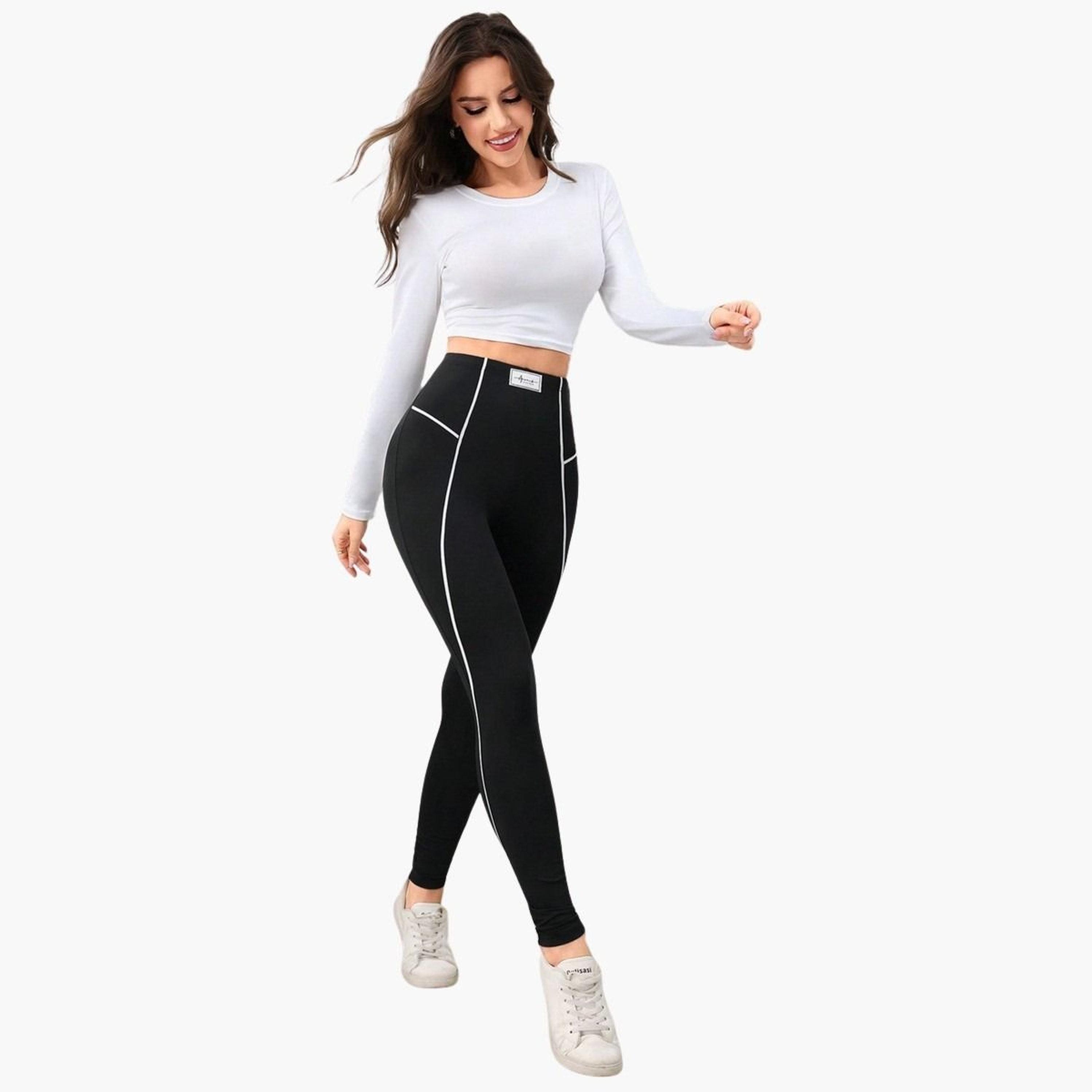 Take Two Women Contrast Piping Patch Detail Leggings-women-clothing-bottoms-leggings-image-2