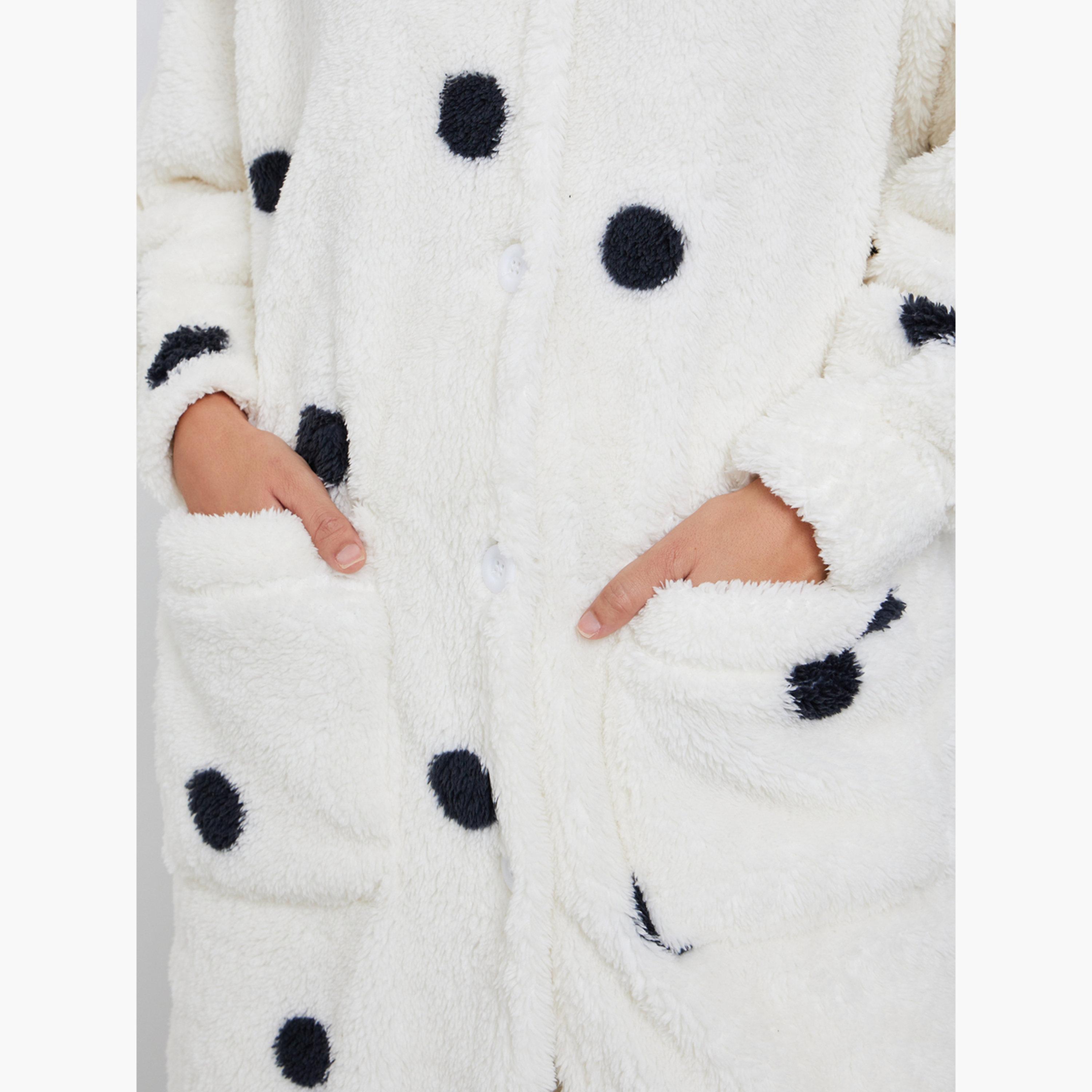 ستايلي - بيجاما صوف منقط روب مع غطاء للأذن-women-clothing-nightwear-pyjamas-longsets-image-4