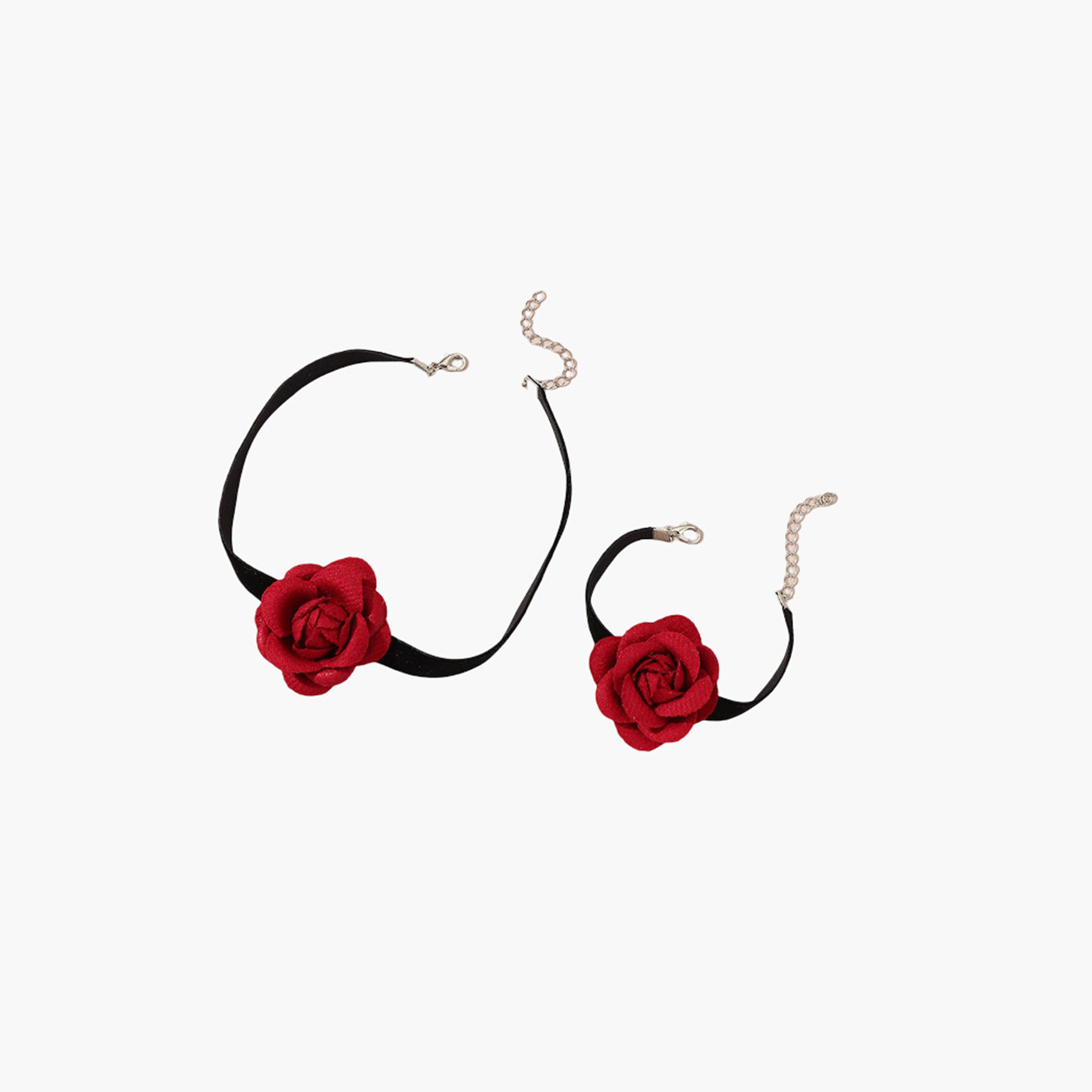 Take Two Women  2pcs 3D Floral Decor Necklace And Bracelet Set-women-watchesandjewellery-jewellery-jewellerysets-image-2