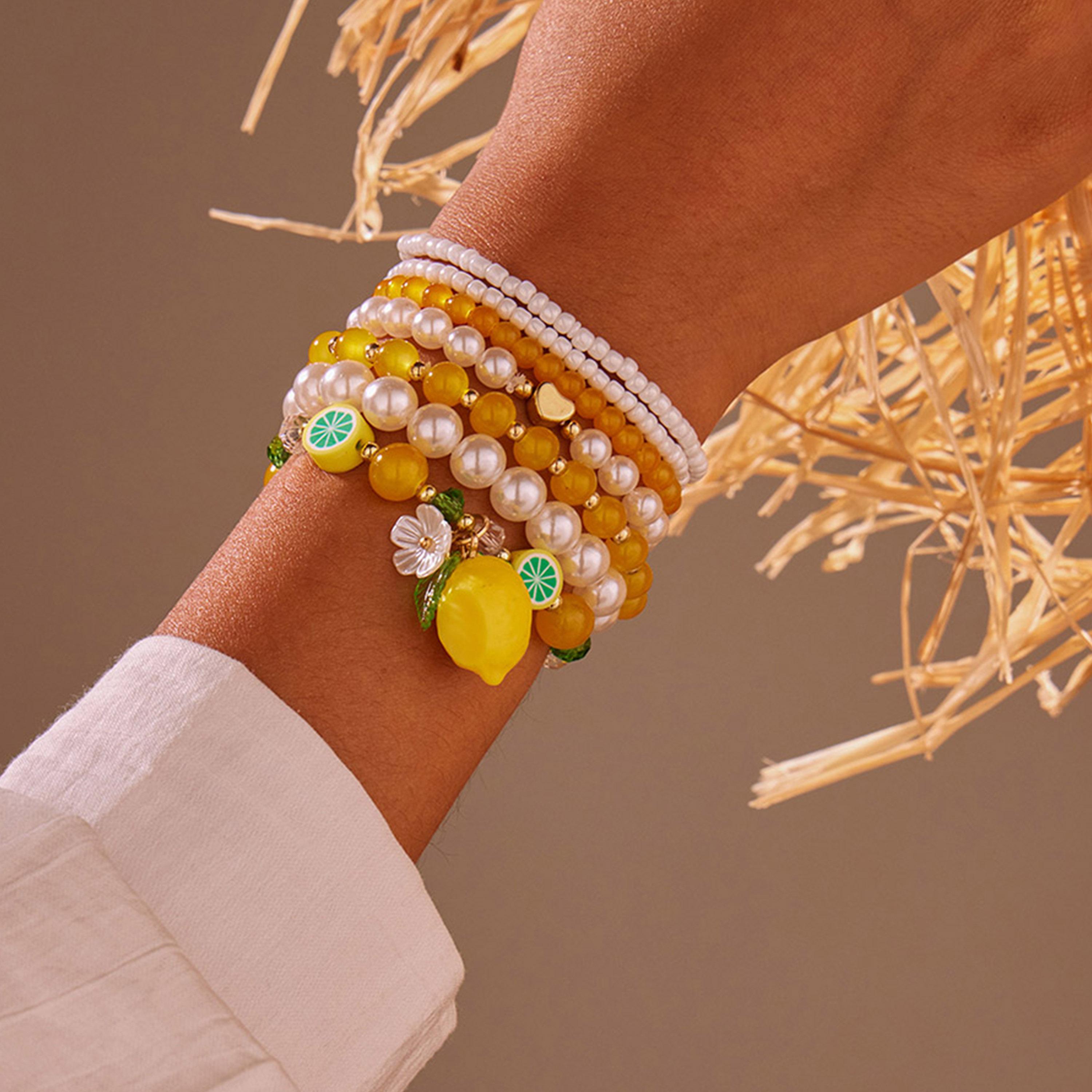 تيك تو - أساور 7 قطع على شكل ليمون-women-watchesandjewellery-jewellery-banglesandbracelets-image-1