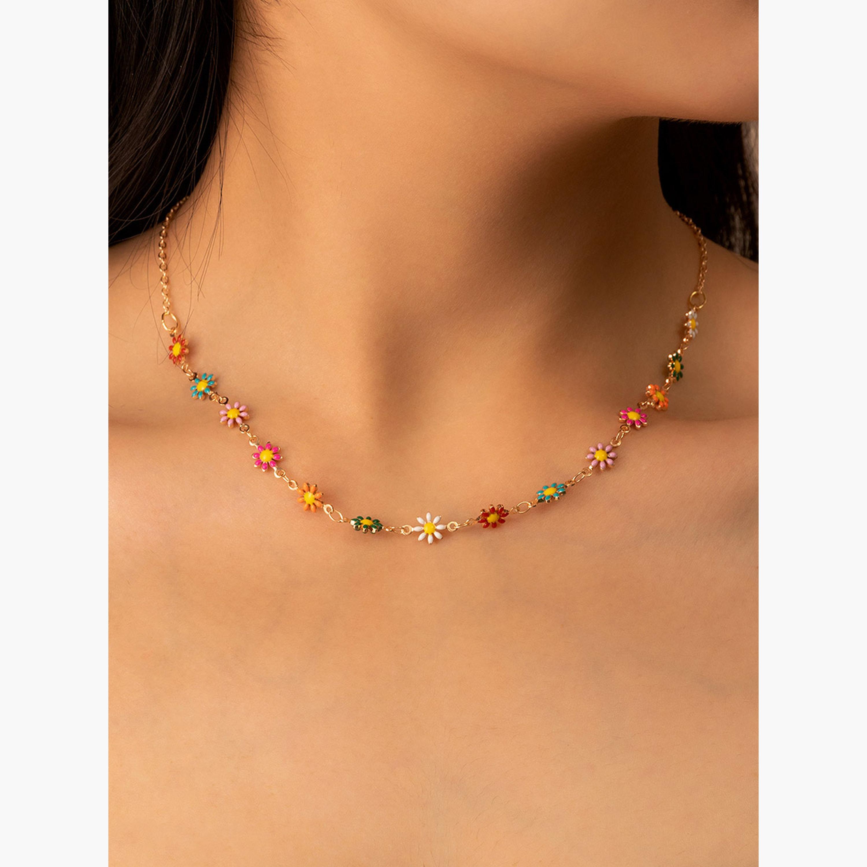 Take Two Women  Flower Decor Necklace-women-watchesandjewellery-jewellery-necklacesandpendants-image-2