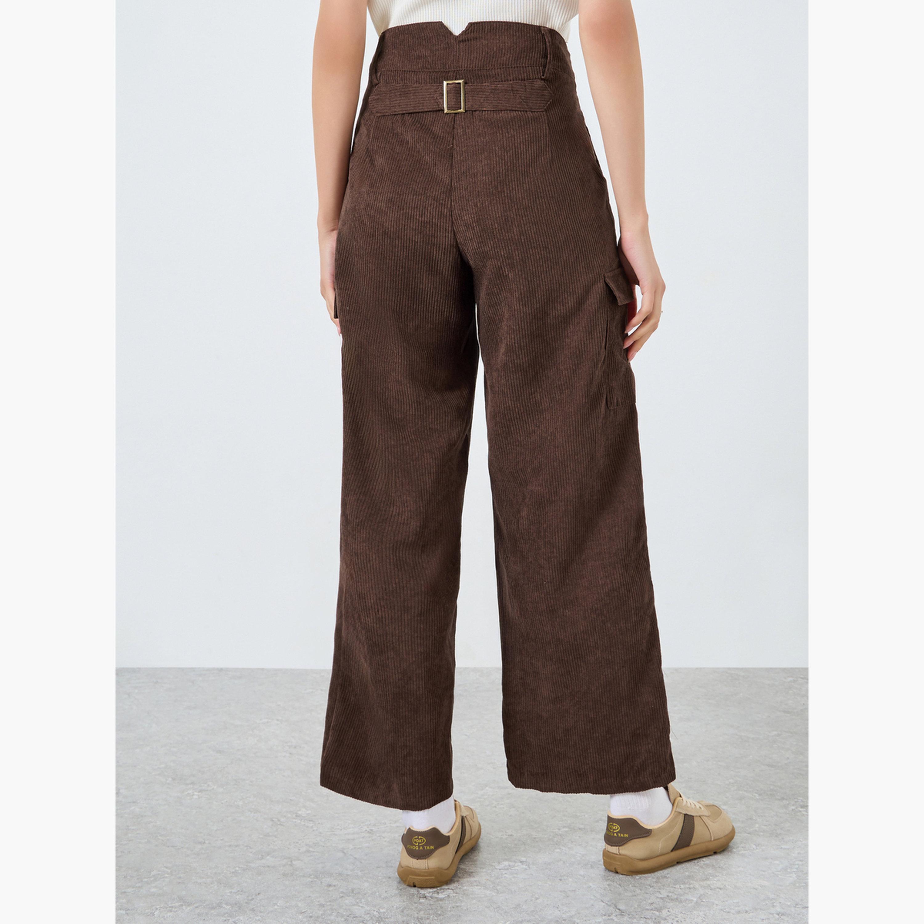 Take Two Women Brown Corduroy Cargo Pants-women-clothing-bottoms-trousers-image-4