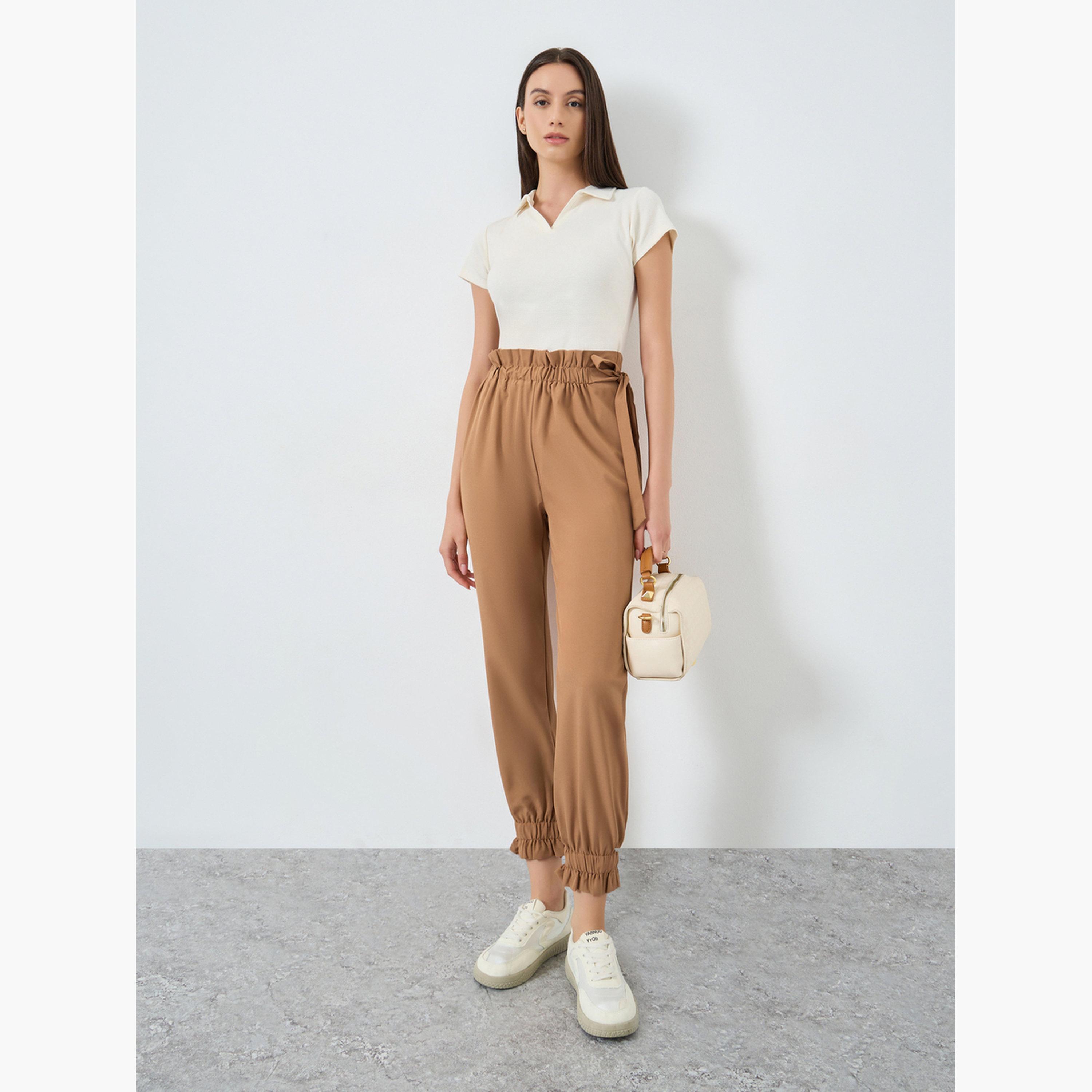 تيك تو - بنطال برباط خصر من الورق للنساء-women-clothing-bottoms-trousers-image-2