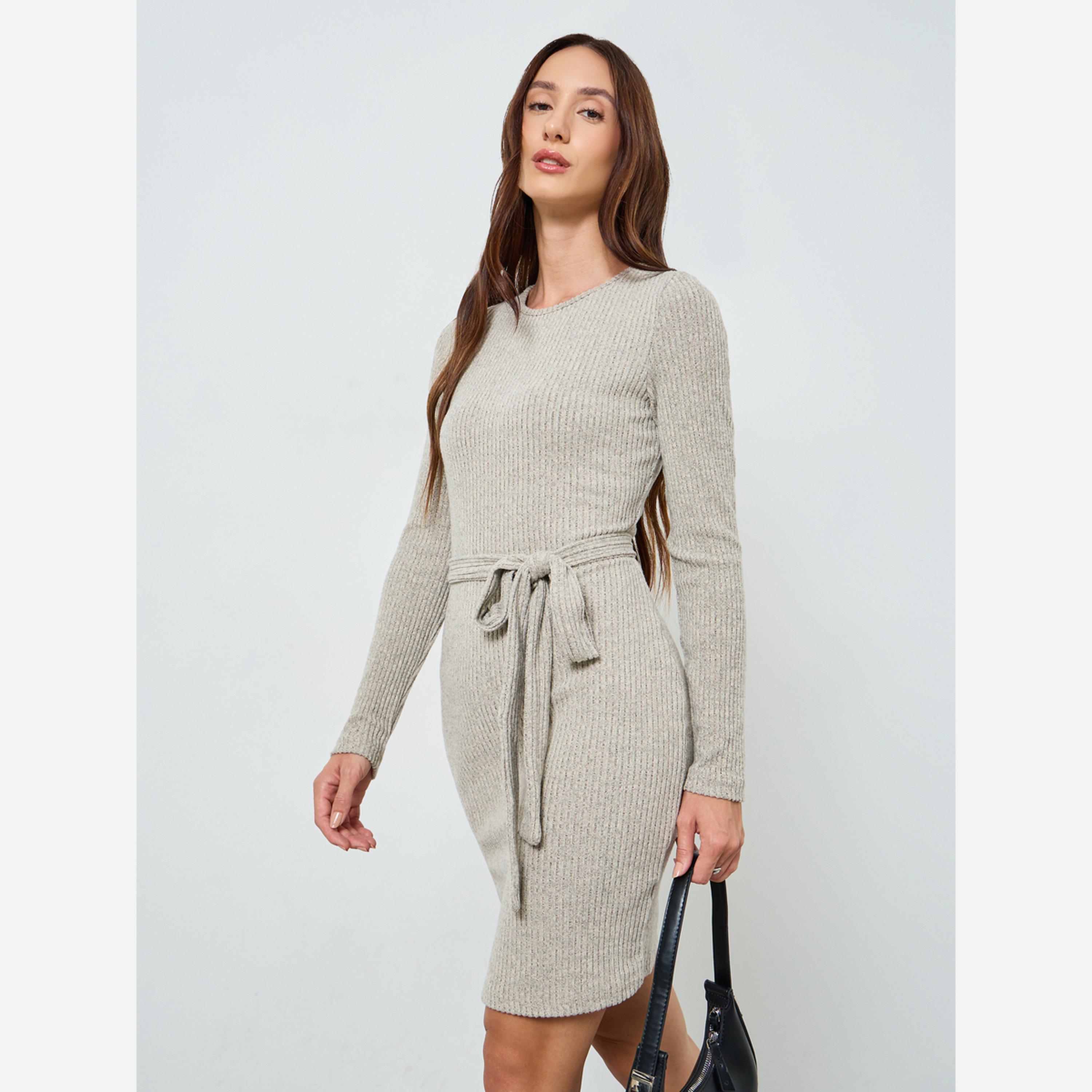 Take Two Women Long Sleeve Ribbed Bodycon Mini Dress-women-clothing-dresses-image-1
