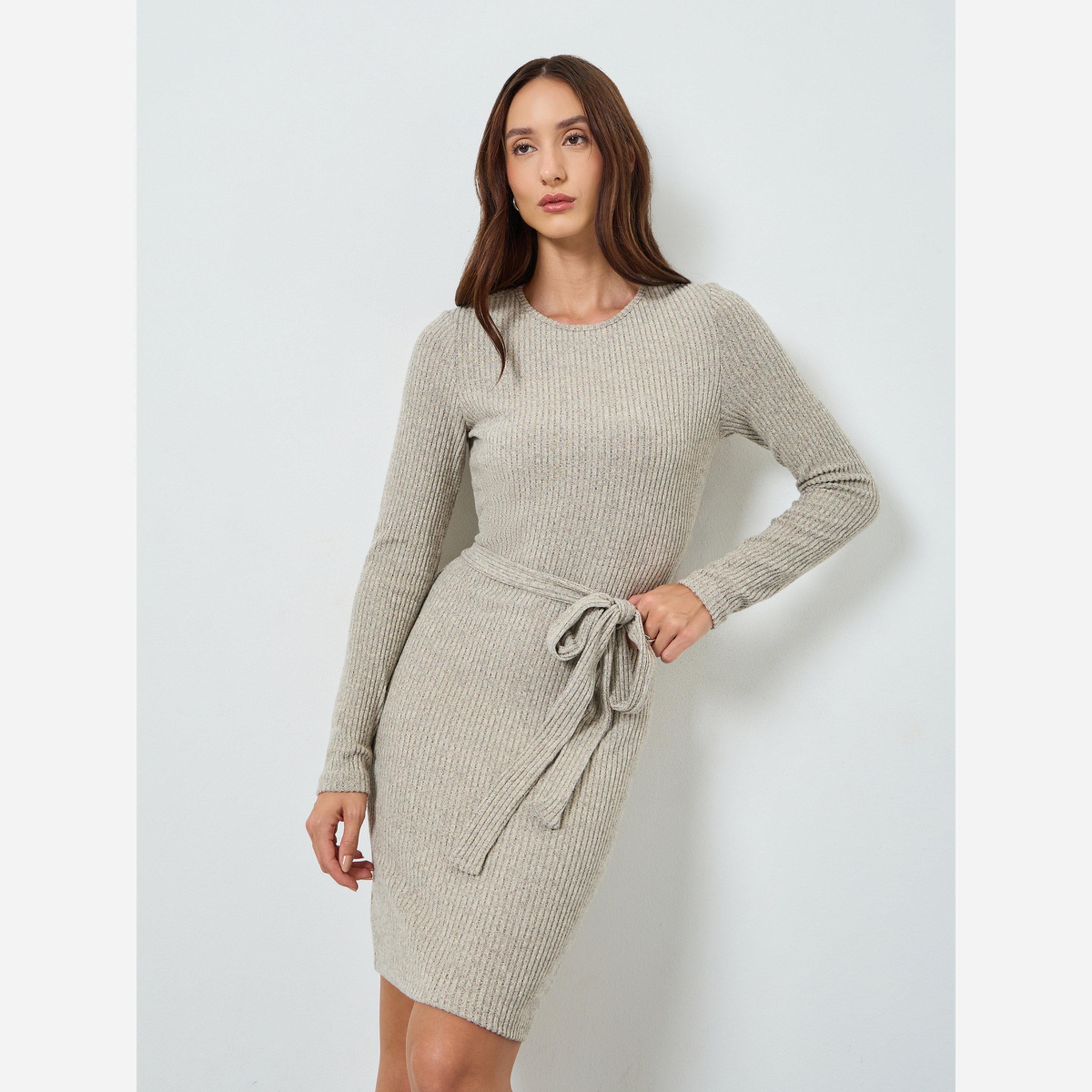 تيك تو - فستان قصير ضيق أكمام طويلة للنساء-women-clothing-dresses-image-3