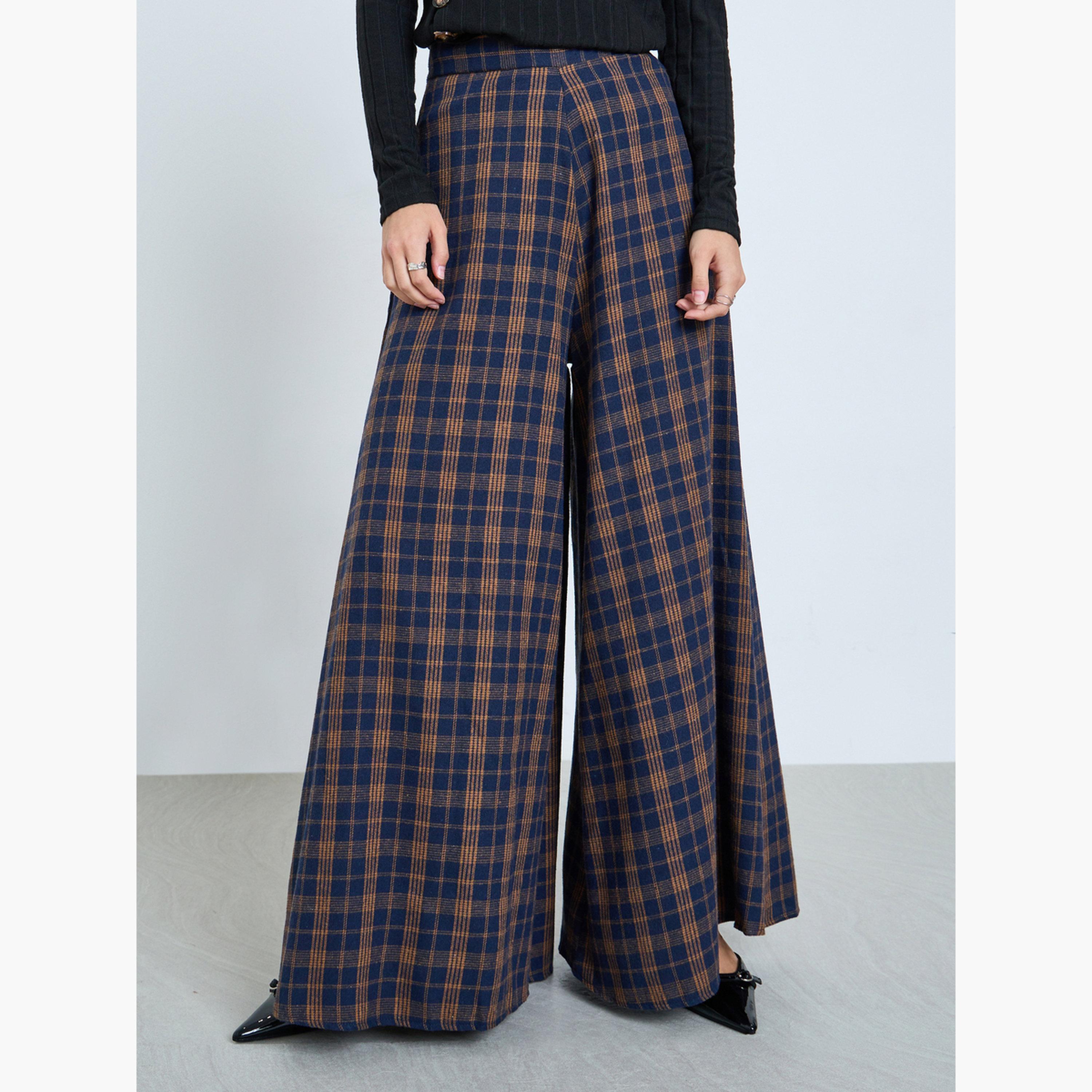 تيك تو - بنطال نسائي واسع الساق منقوش-women-clothing-bottoms-trousers-image-1