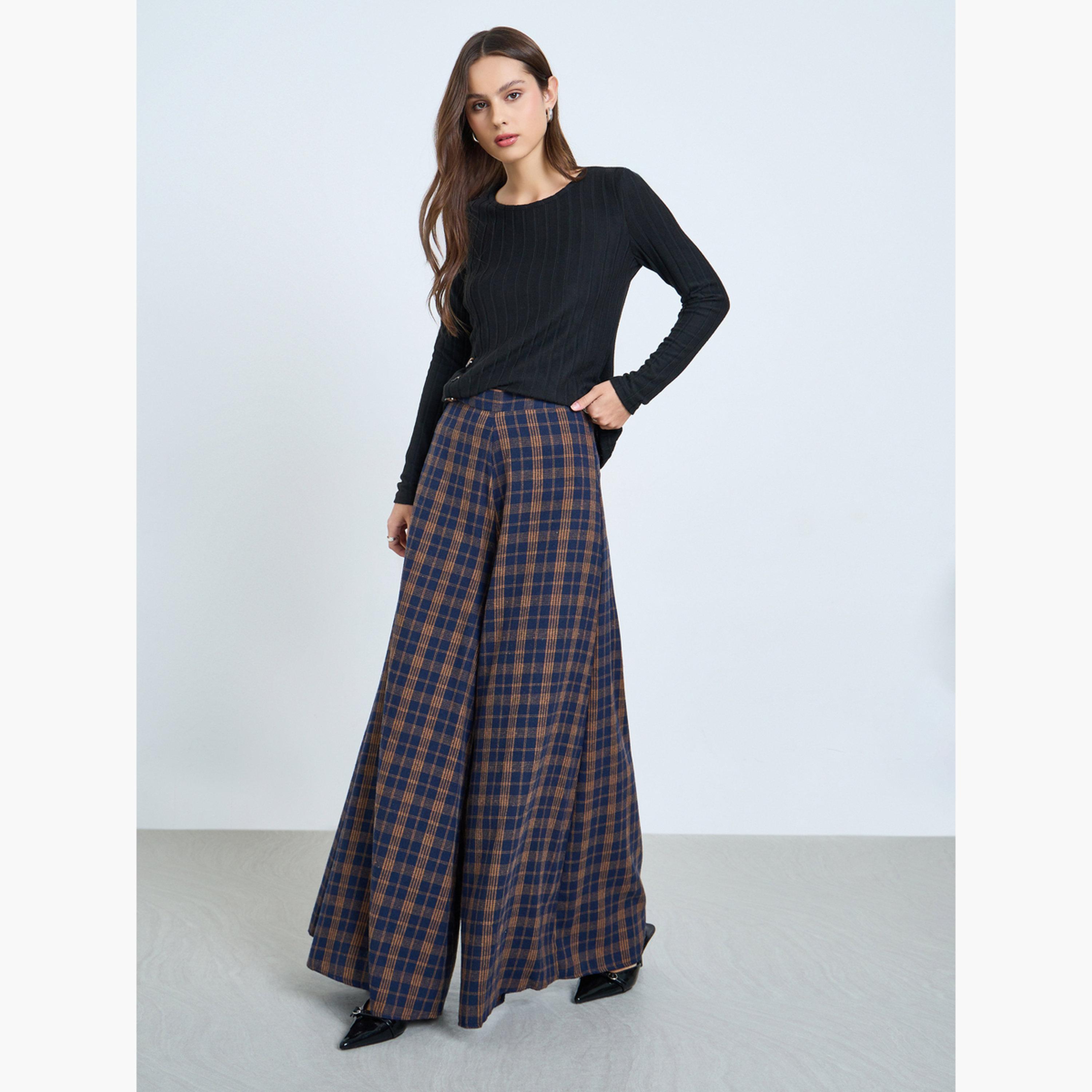 Take Two Women Checked Wide Leg Pant-women-clothing-bottoms-trousers-image-2