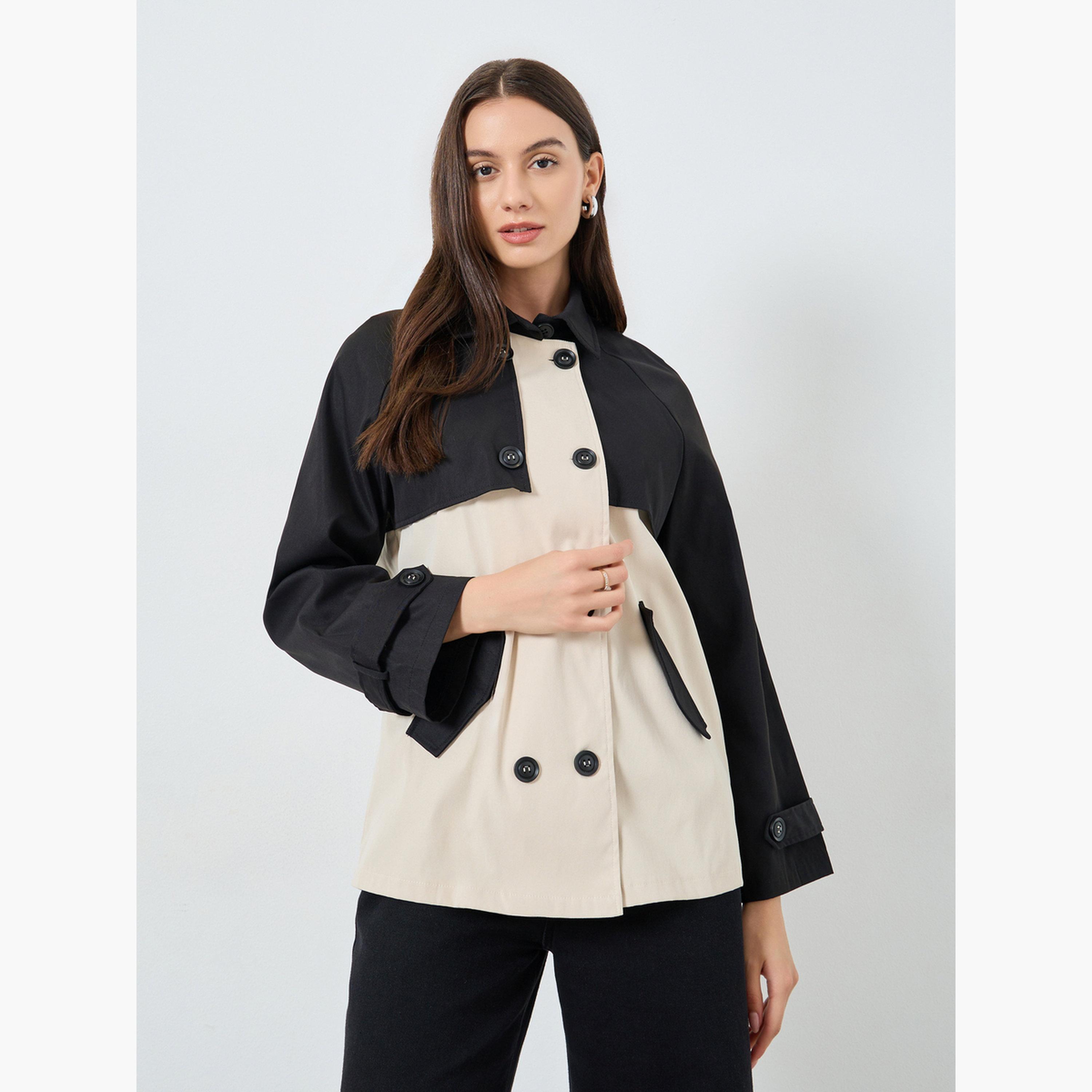 تيك تو - جاكيت مفتوح من الأمام بتفاصيل أزرار ملونة للنساء -women-winterwear-coatsandjackets-jackets-image-1