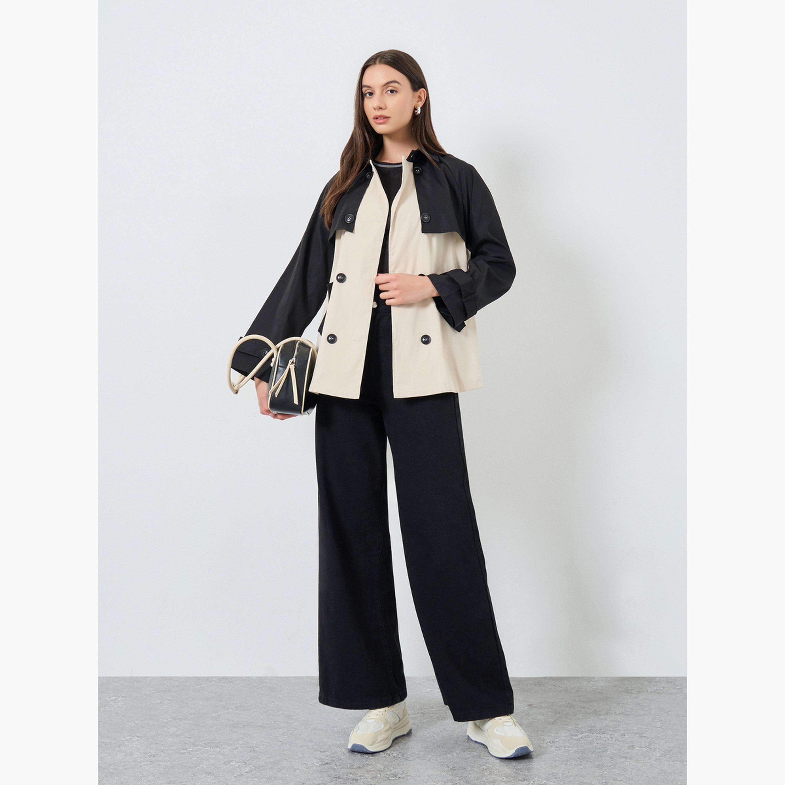 تيك تو - جاكيت مفتوح من الأمام بتفاصيل أزرار ملونة للنساء -women-winterwear-coatsandjackets-jackets-image-2