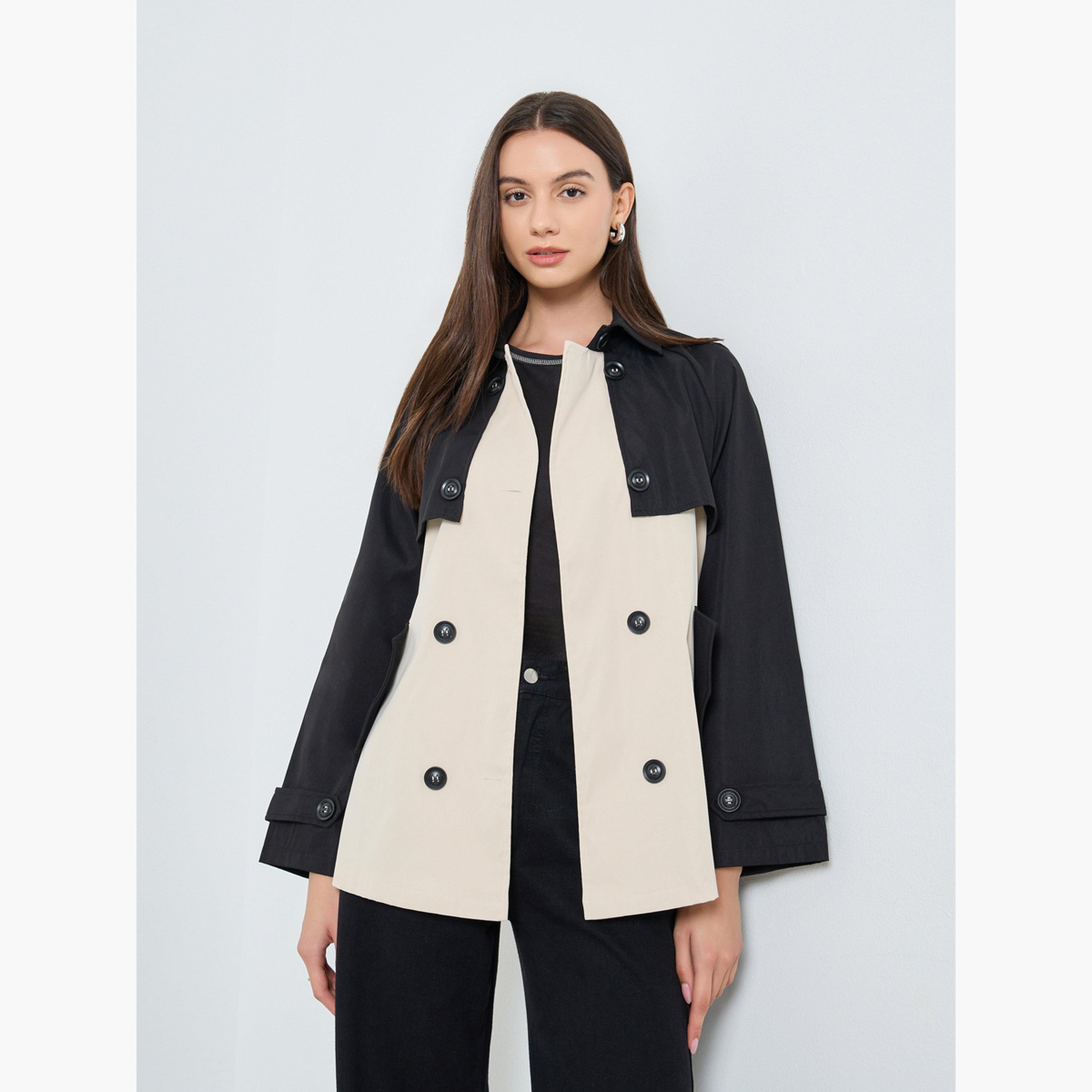 تيك تو - جاكيت مفتوح من الأمام بتفاصيل أزرار ملونة للنساء -women-winterwear-coatsandjackets-jackets-image-3
