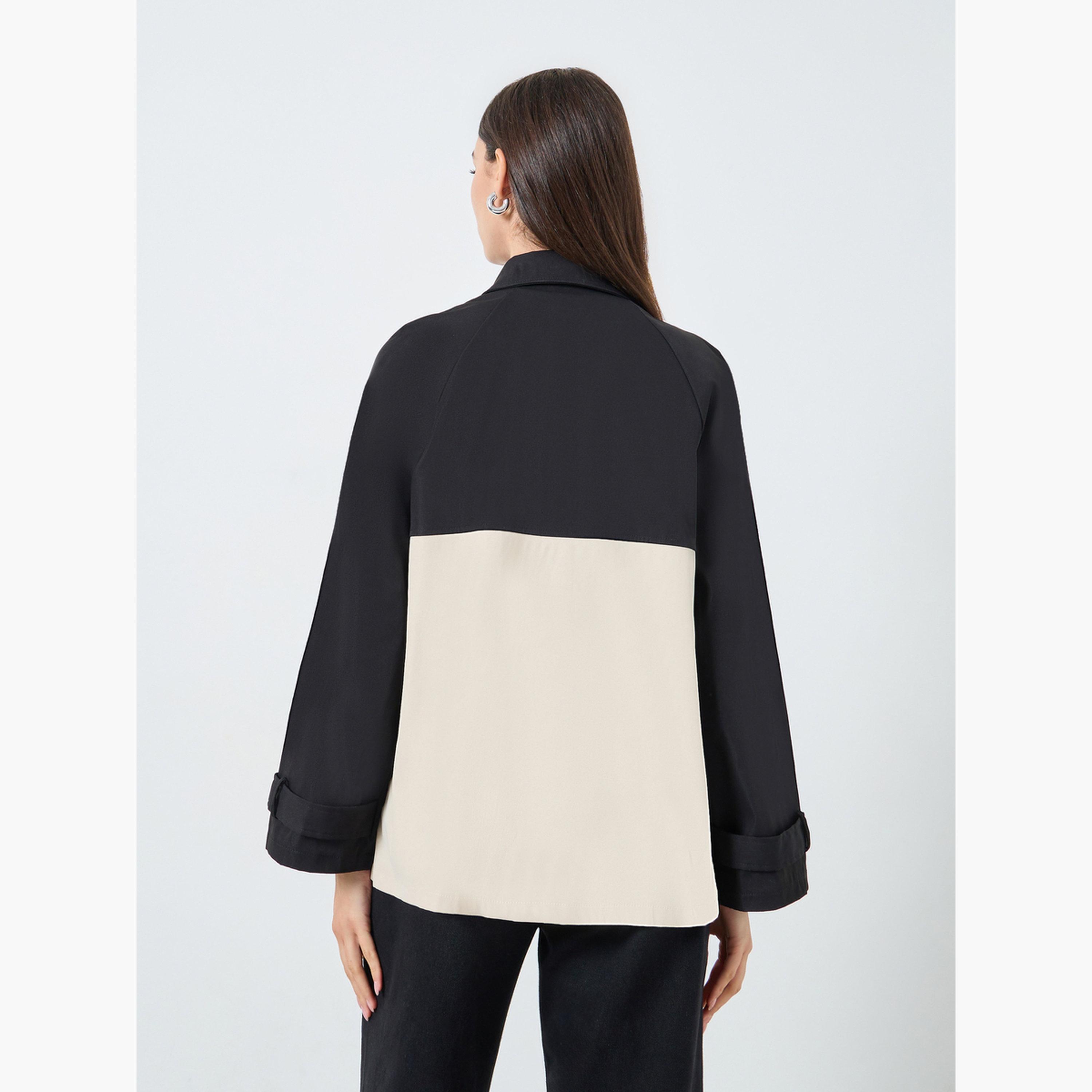 Take Two Color Block Collared Long Sleeves Women's Open Front Jacket-women-winterwear-coatsandjackets-jackets-image-4