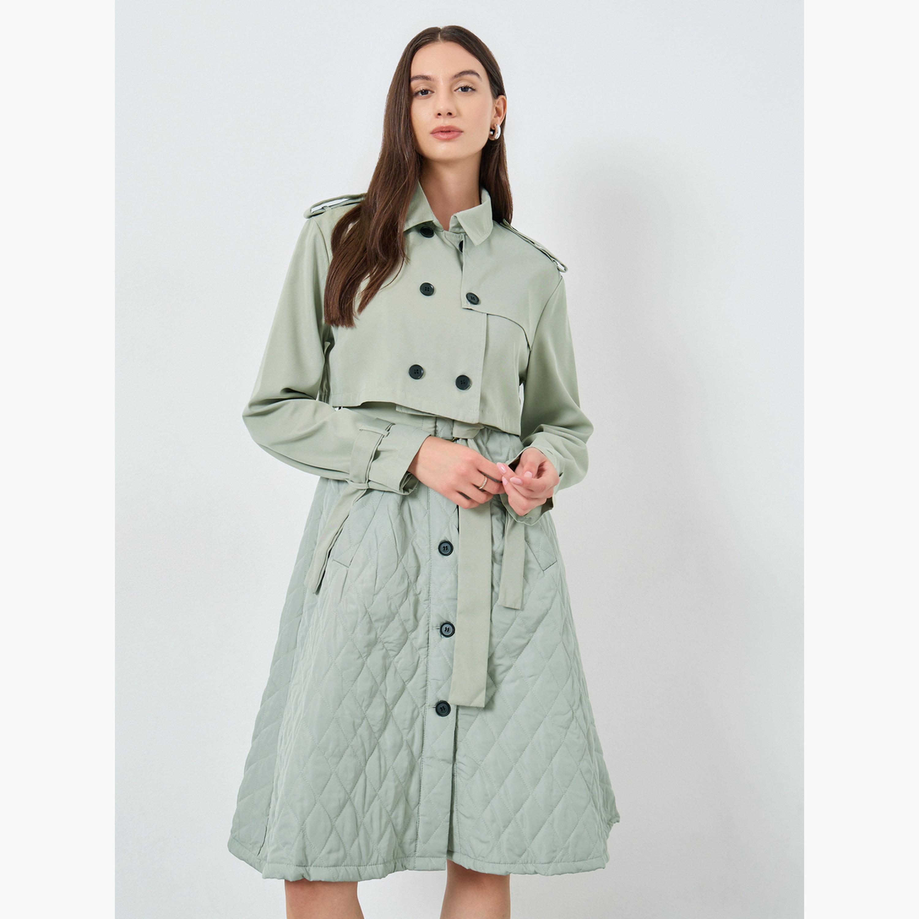 تيك تو - فستان أخضر مبطن مع جاكيت قصير للنساء-women-winterwear-coatsandjackets-jackets-image-1