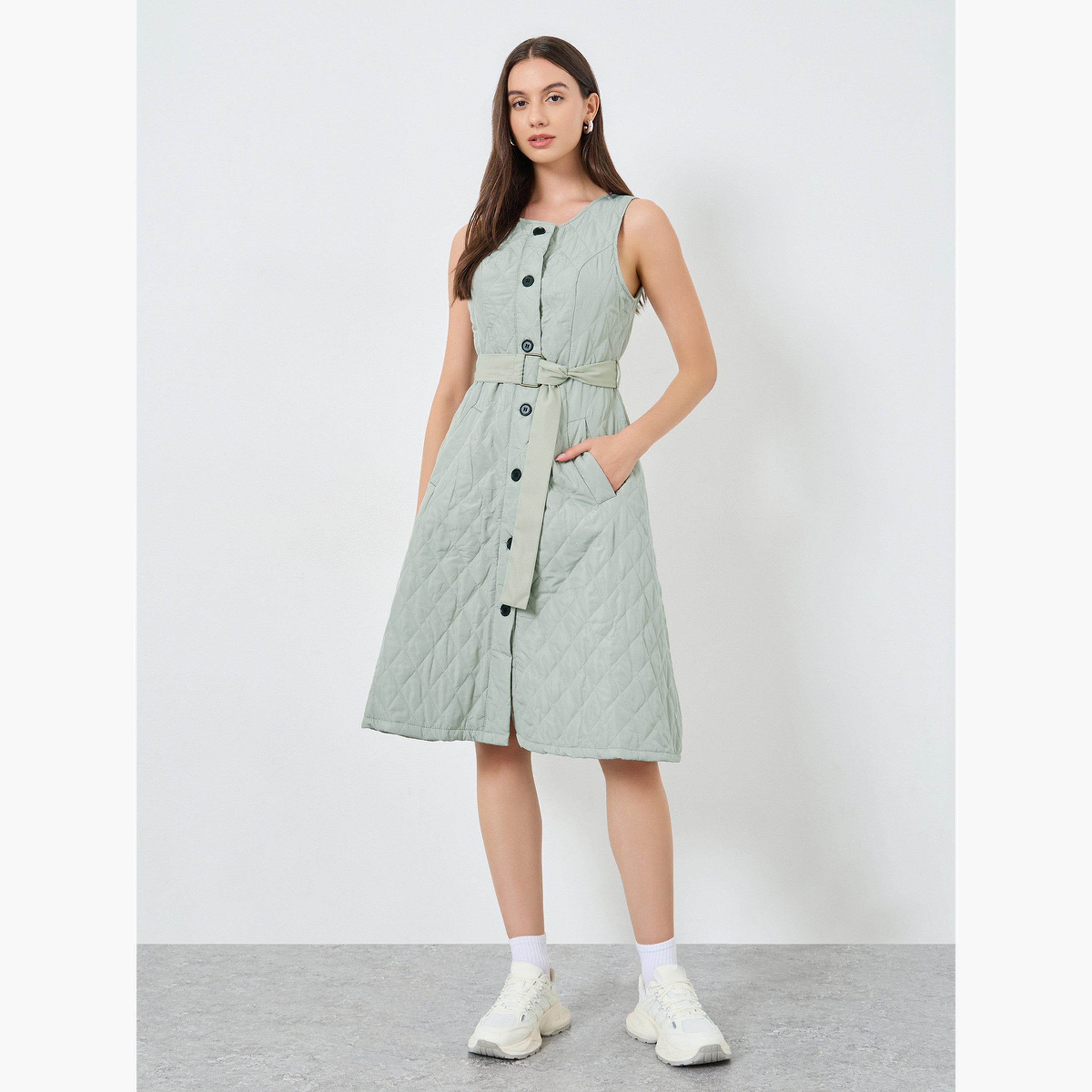 تيك تو - فستان أخضر مبطن مع جاكيت قصير للنساء-women-winterwear-coatsandjackets-jackets-image-3