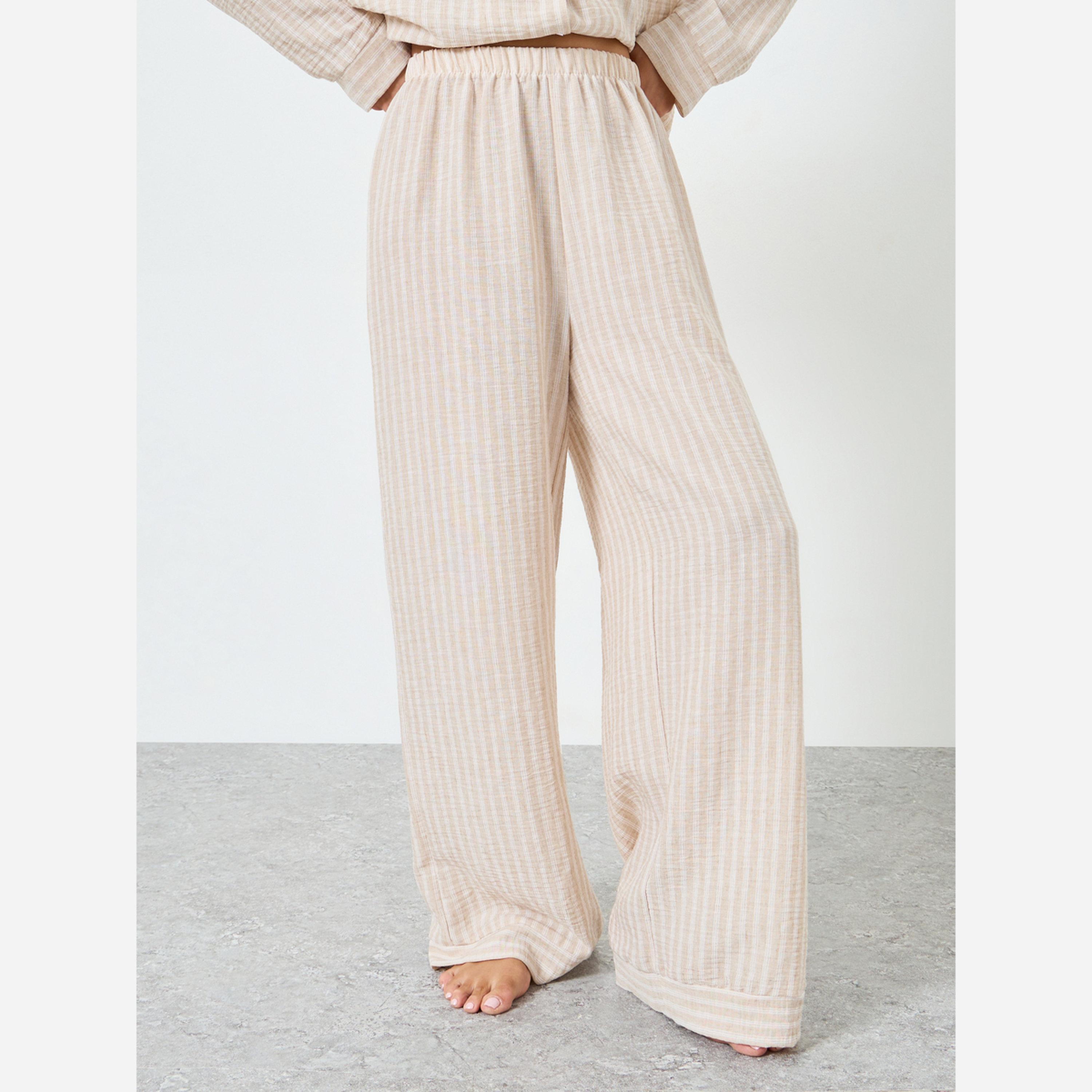 ستايلي - بيجاما كتان مخططة-women-clothing-nightwear-pyjamas-longsets-image-4