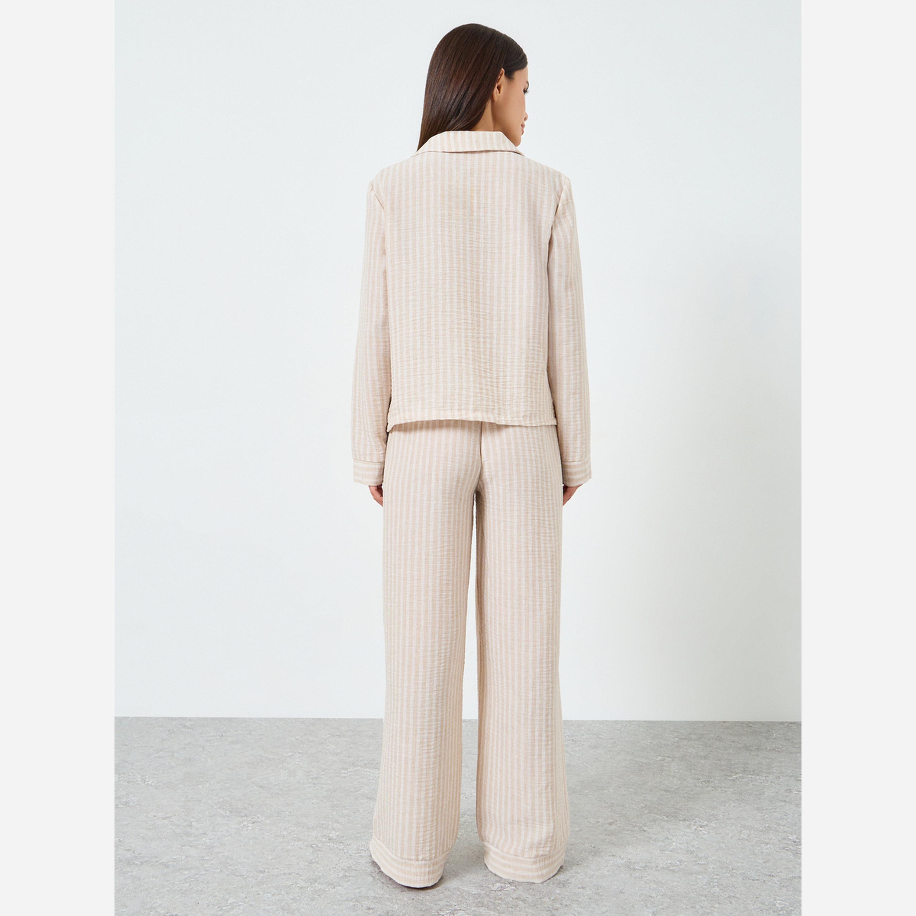 ستايلي - بيجاما كتان مخططة-women-clothing-nightwear-pyjamas-longsets-image-5