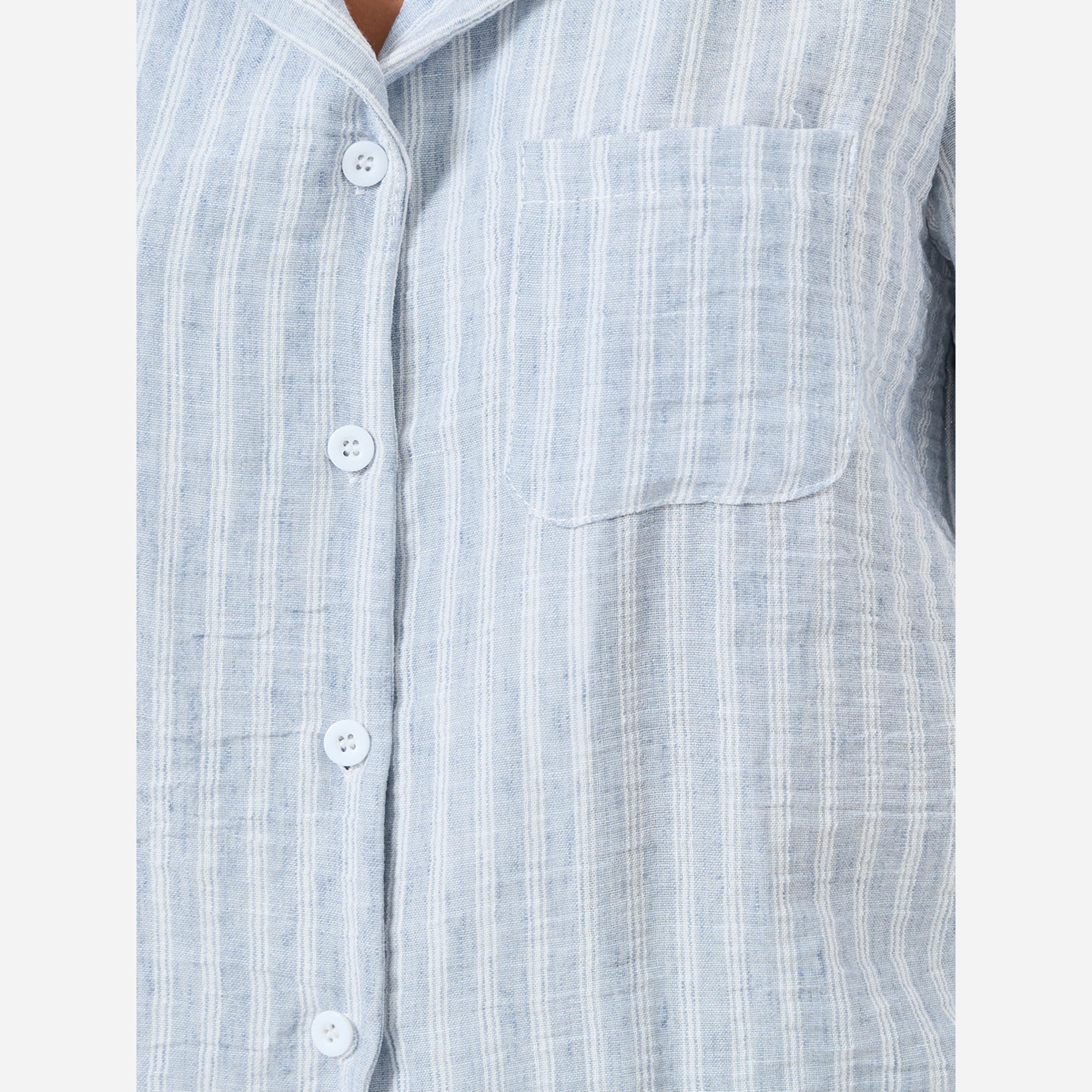 ستايلي - بيجاما كتان مخططة-women-clothing-nightwear-pyjamas-longsets-image-4