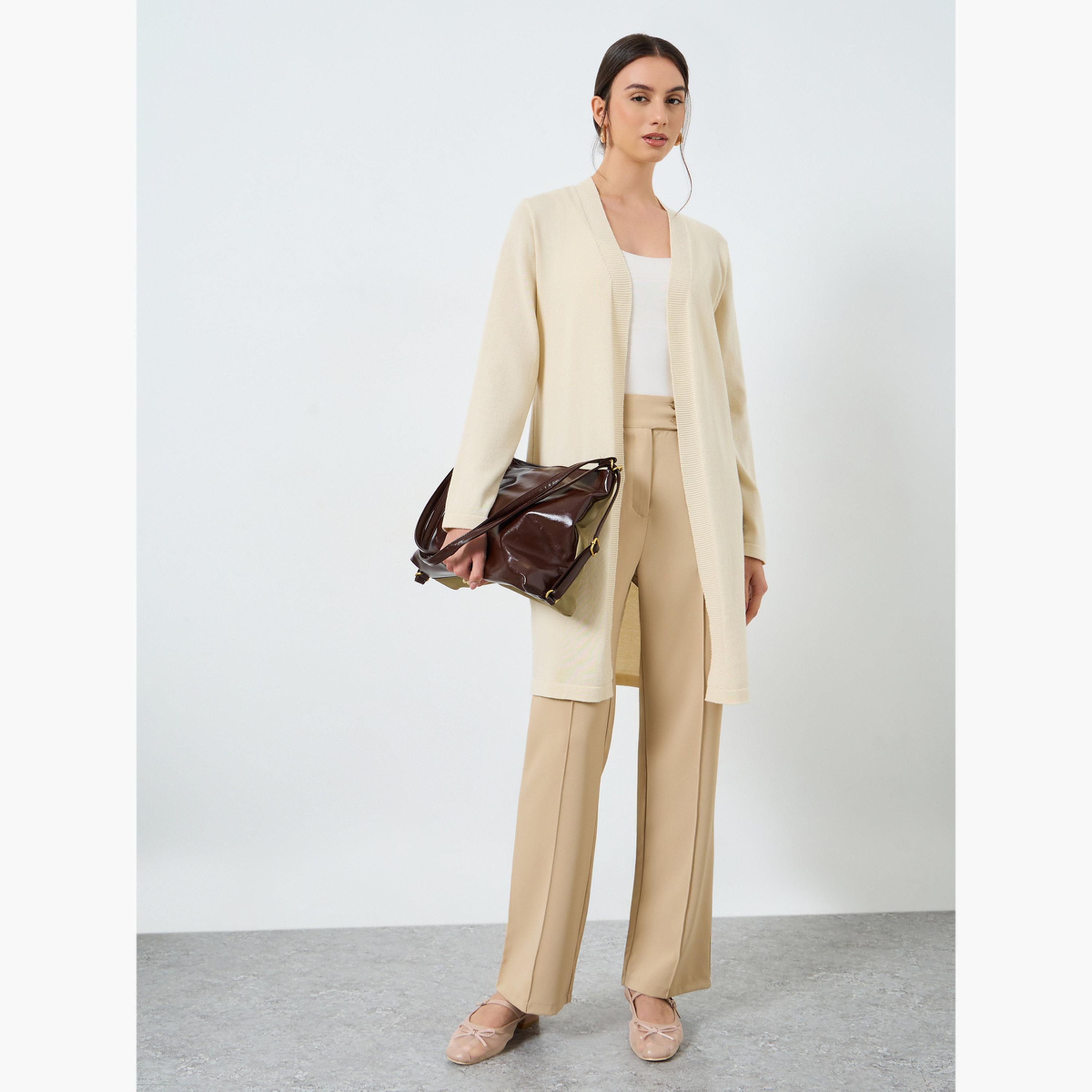 Take Two Beige Flat Knit Midi Cardigan-women-clothing-cardigansandjumpers-cardigans-image-2