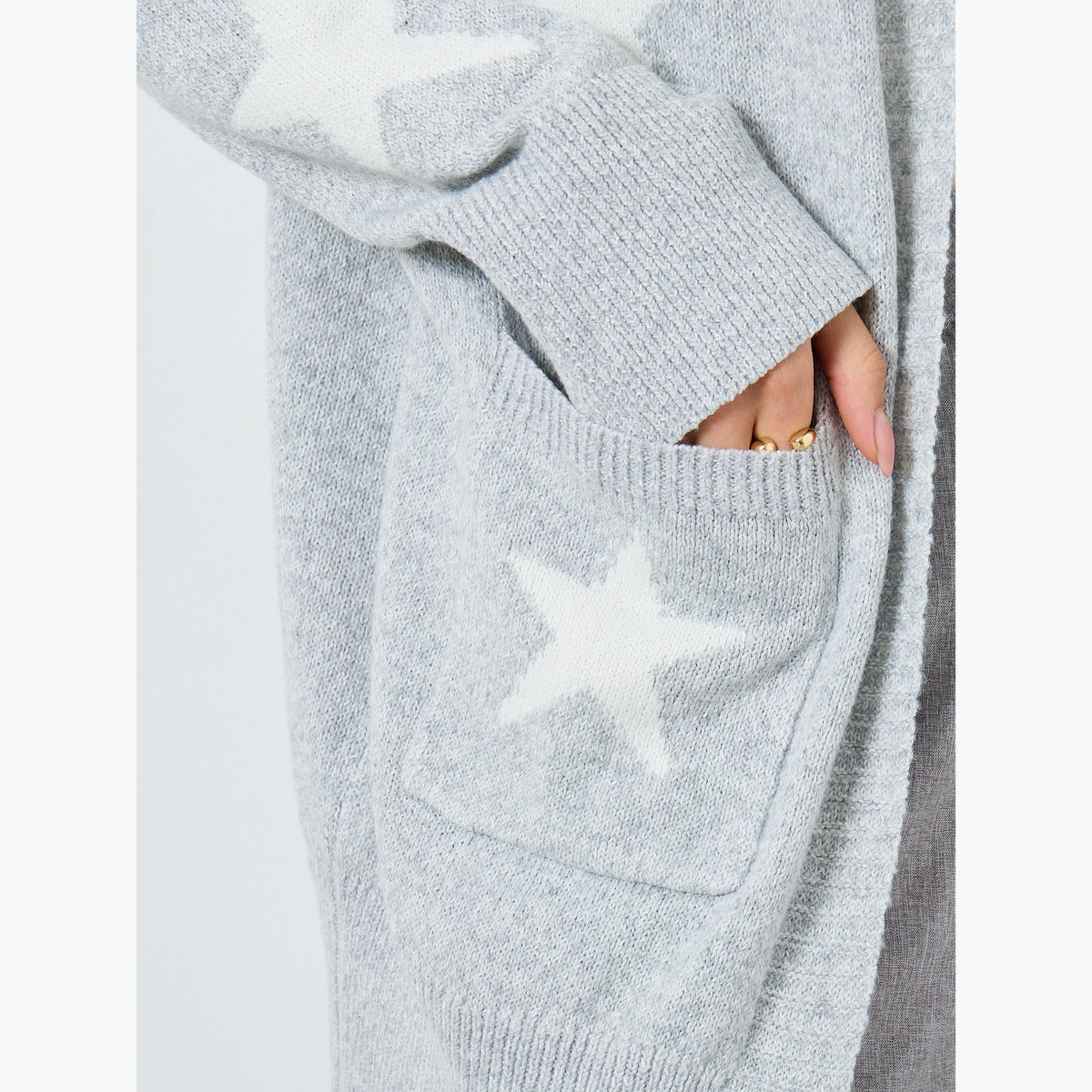Take Two Grey Star Pattern Longline Cardigan-women-clothing-cardigansandjumpers-cardigans-image-4