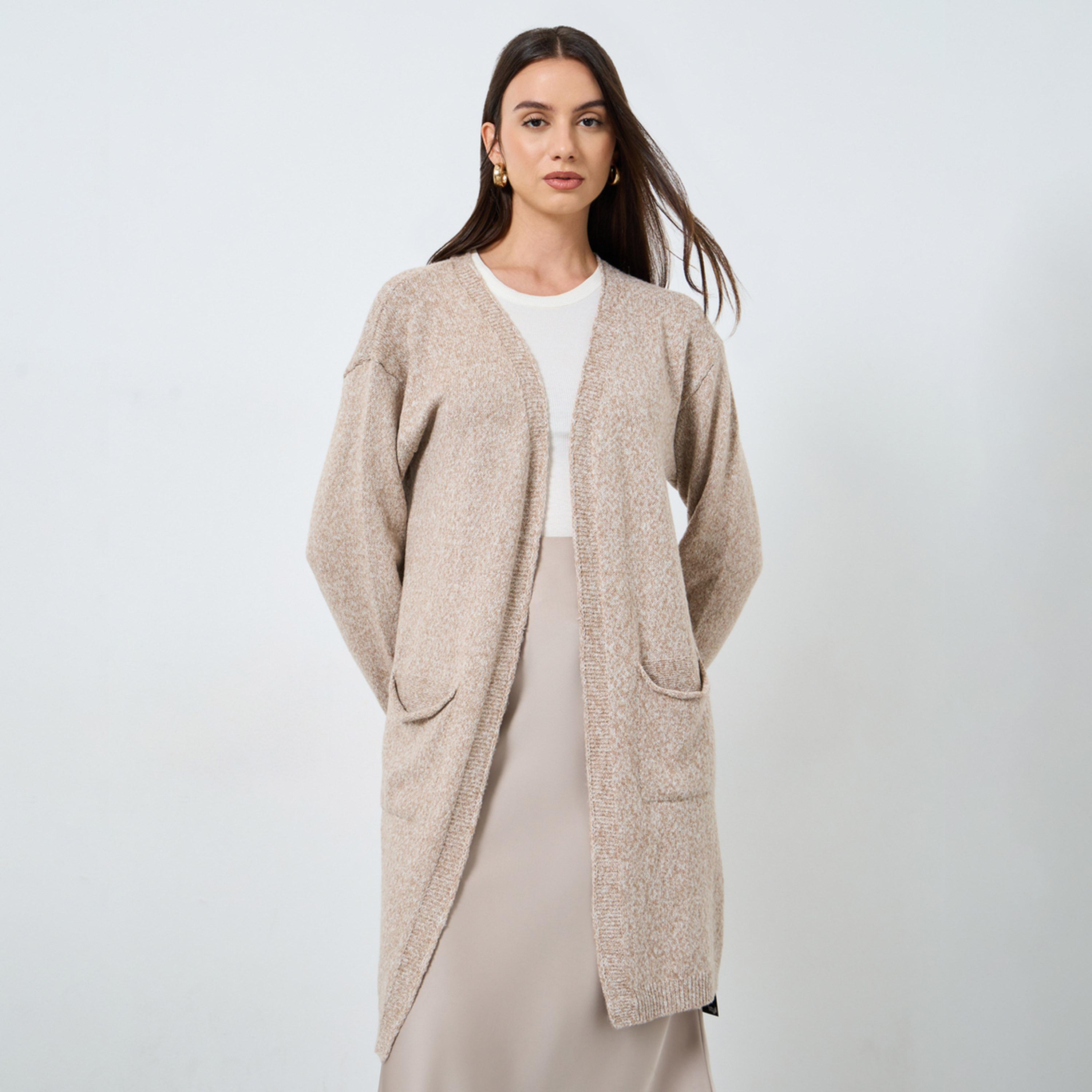 Take Two Beige Midi Cardigan with Patch Pocket-women-clothing-cardigansandjumpers-cardigans-image-1