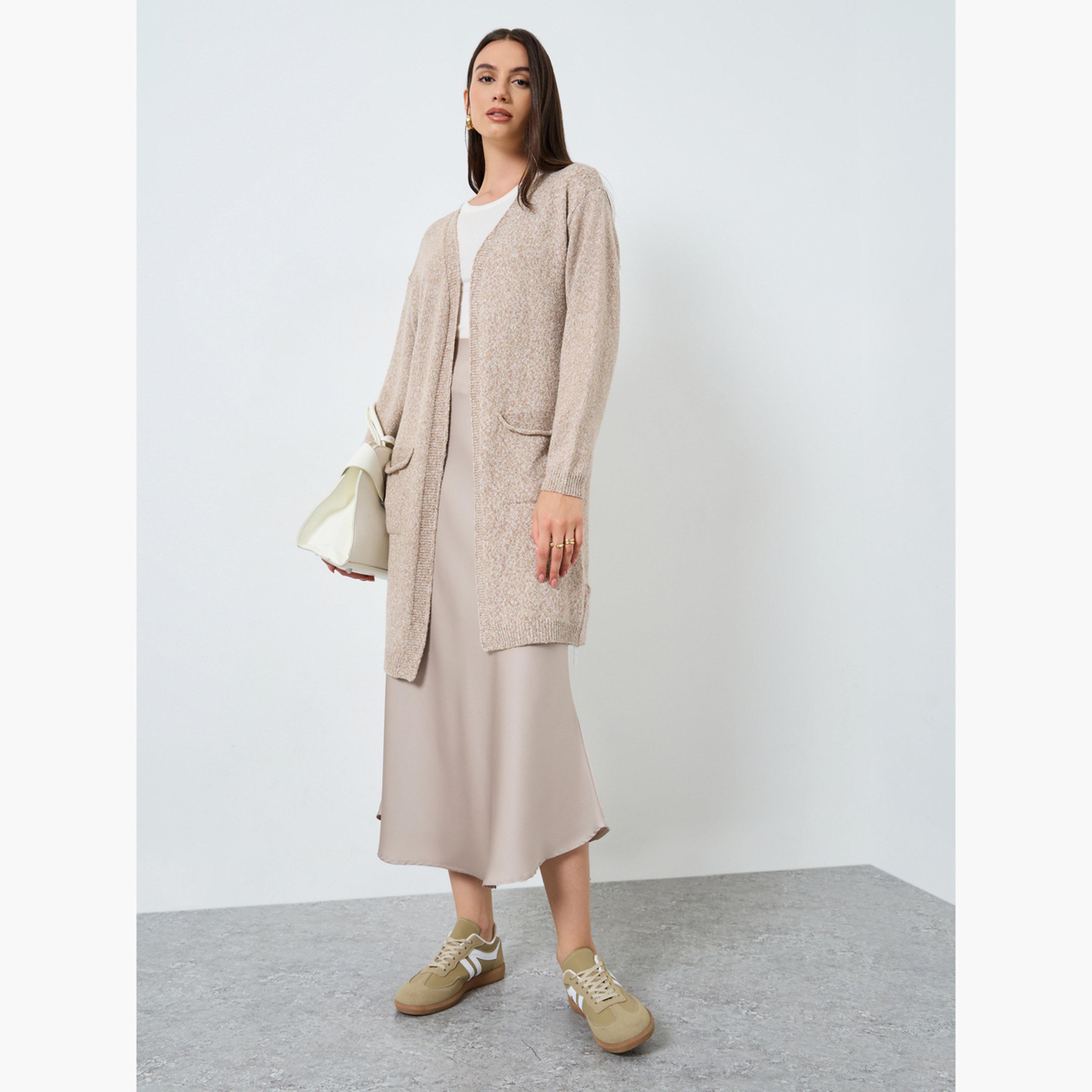 Take Two Beige Midi Cardigan with Patch Pocket-women-clothing-cardigansandjumpers-cardigans-image-2
